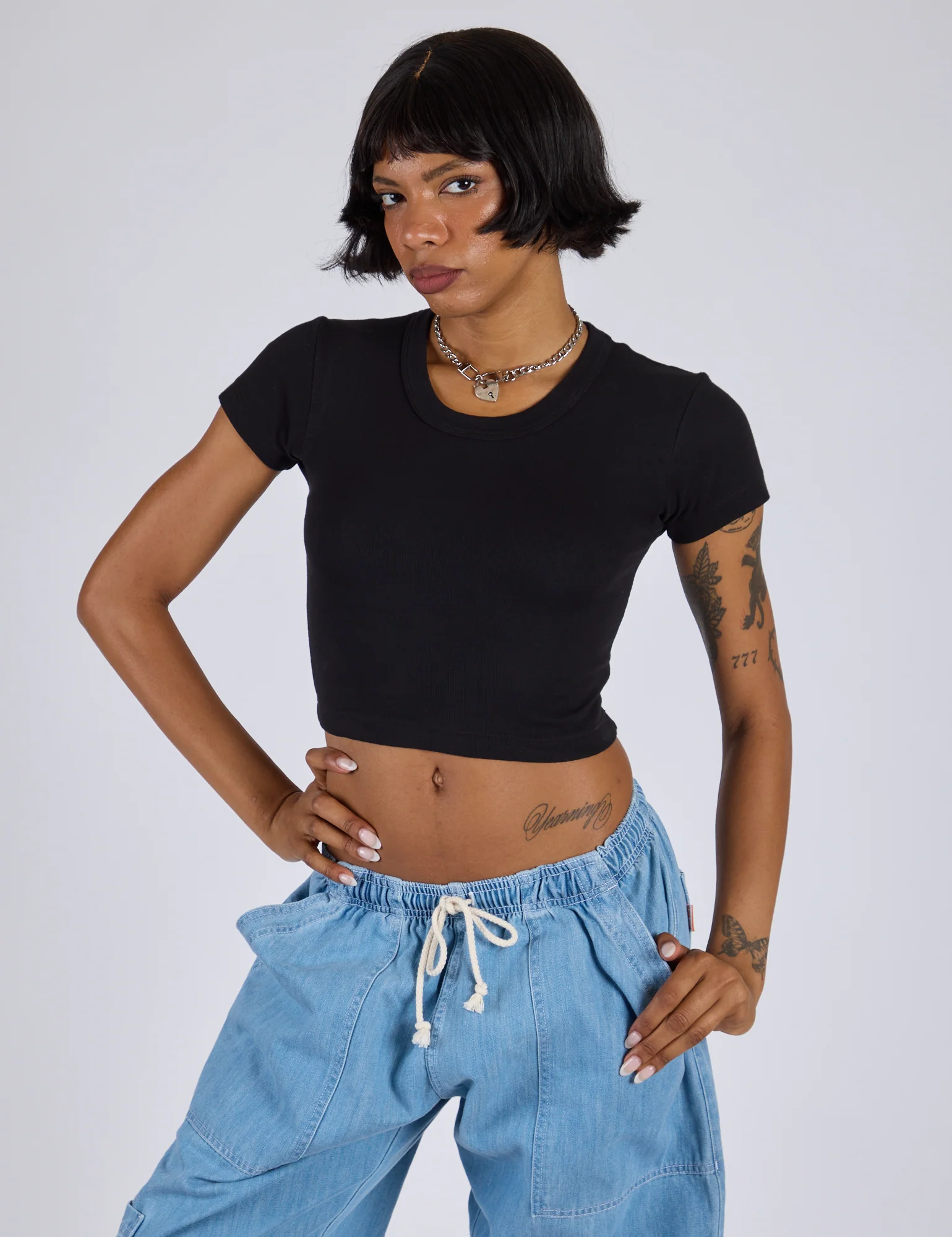 Cropped Baby Tee - Basic Black - Image 3