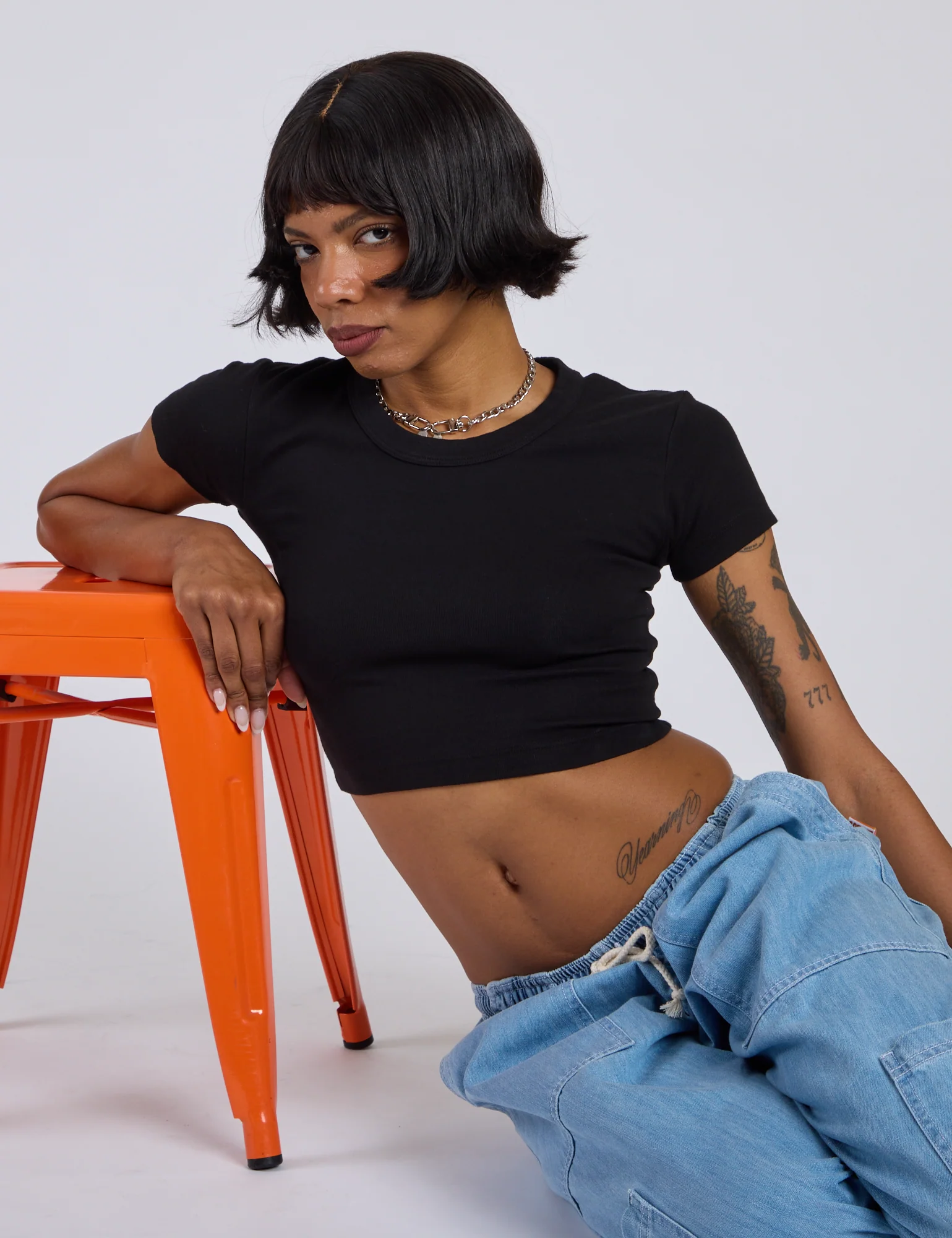 Cropped Baby Tee - Basic Black - Image 9