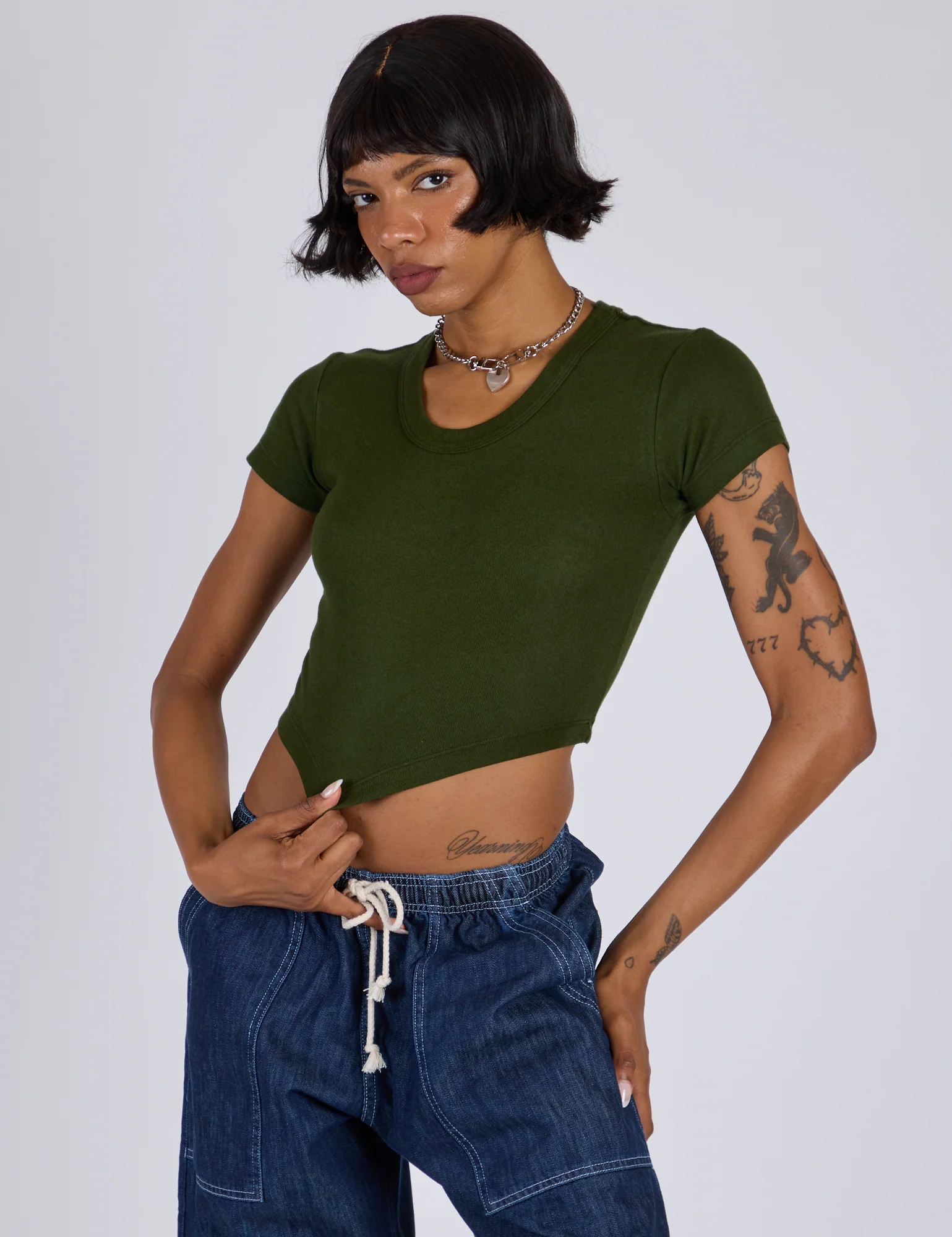 Cropped Baby Tee - Evergreen - Image 9