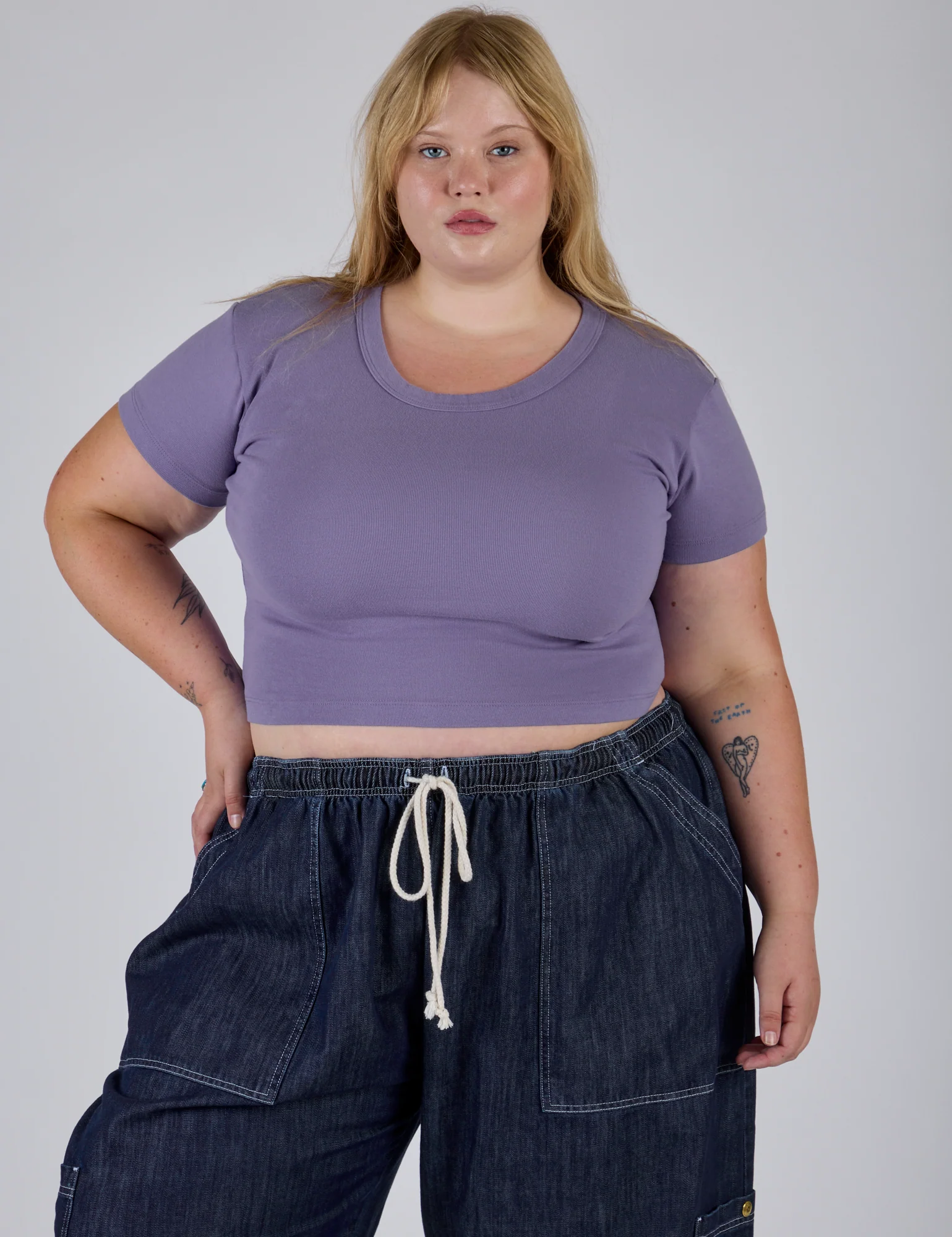 Cropped Baby Tee - Faded Grape - Image 9