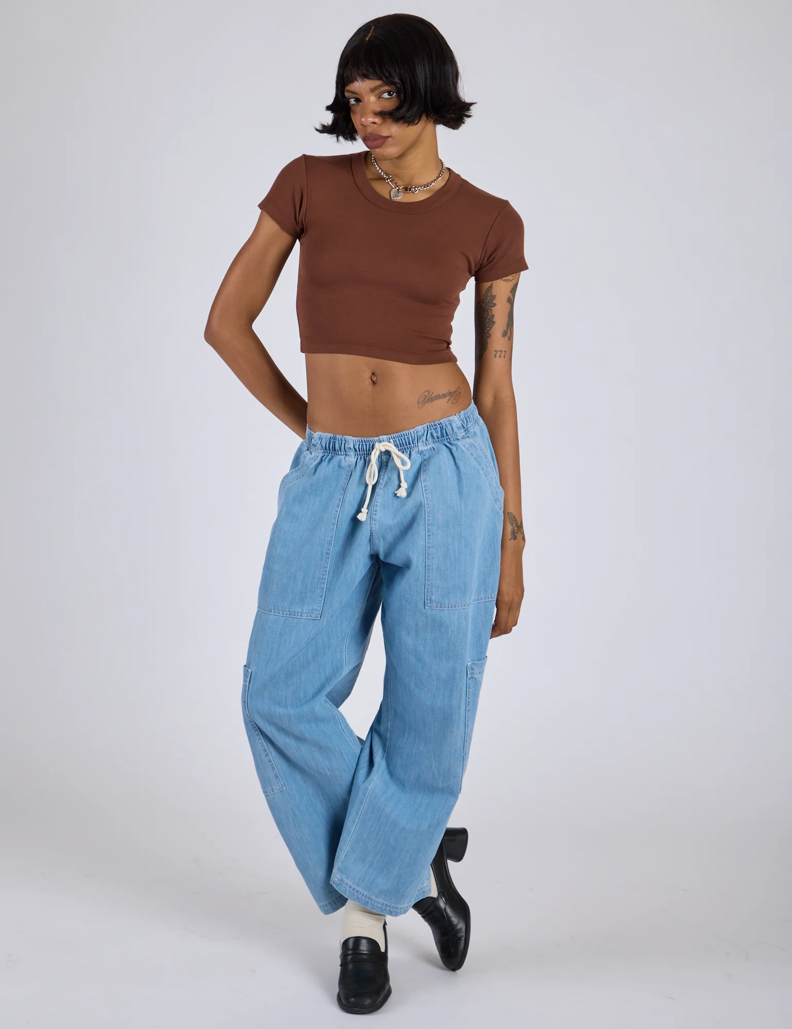 Cropped Baby Tee - Fudgesicle Brown - Image 10