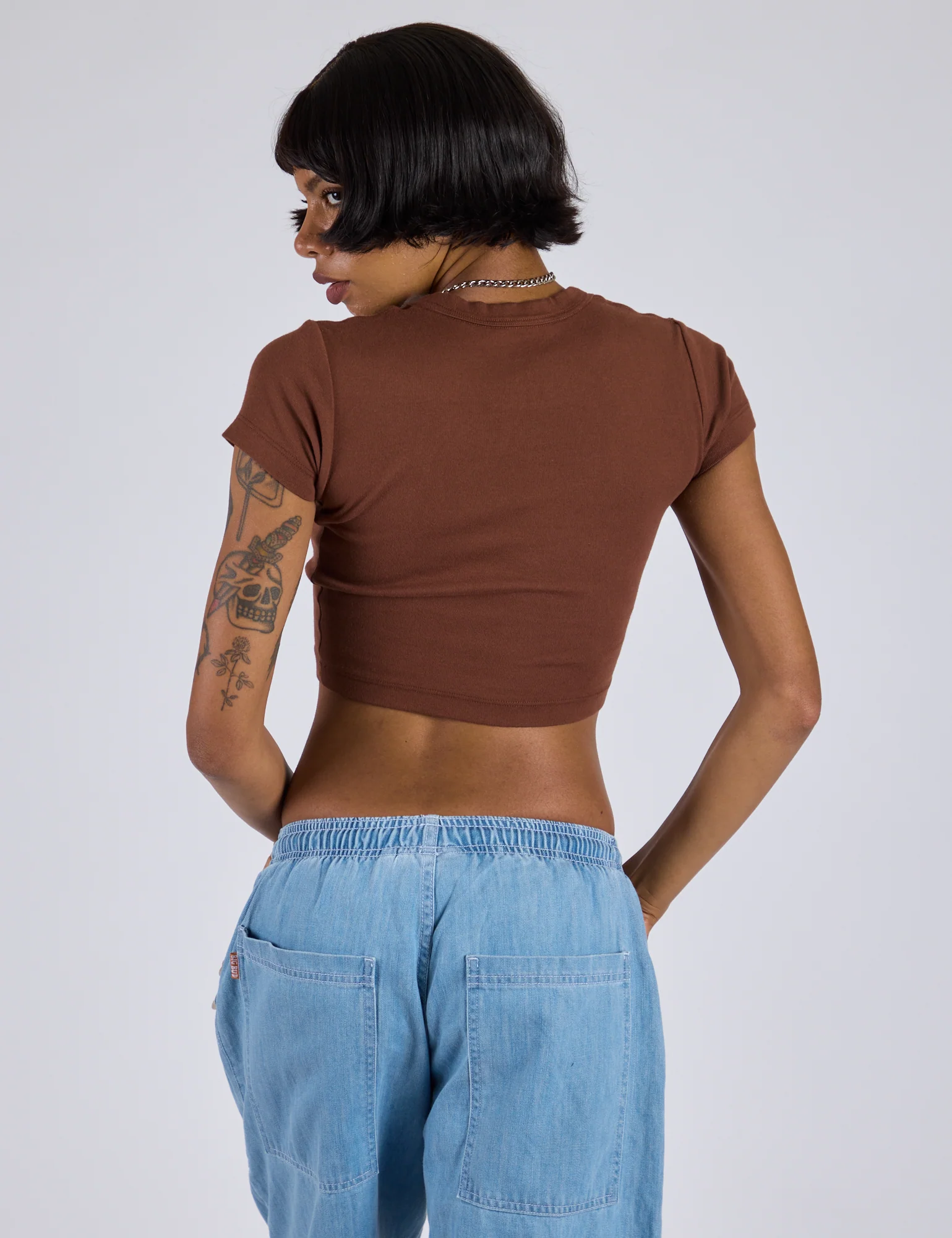 Cropped Baby Tee - Fudgesicle Brown - Image 12