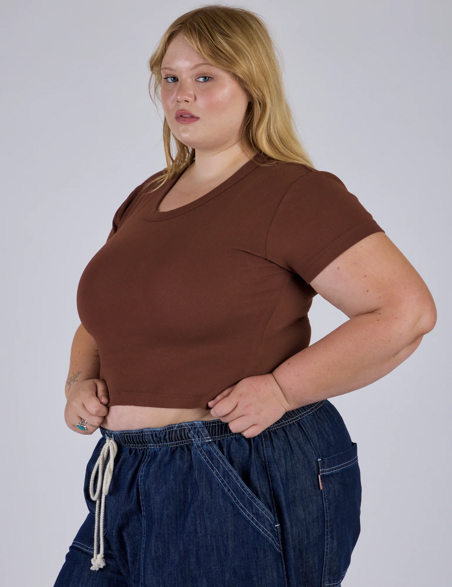 Cropped Baby Tee - Fudgesicle Brown - Image 6