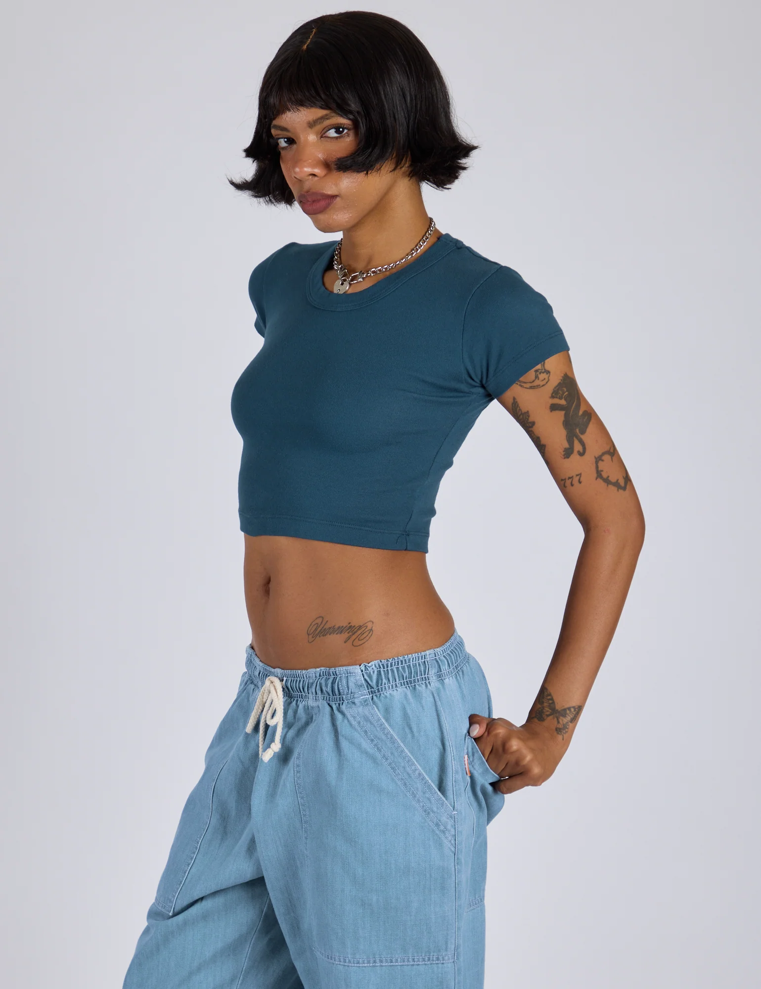 Cropped Baby Tee - Lagoon - Image 13