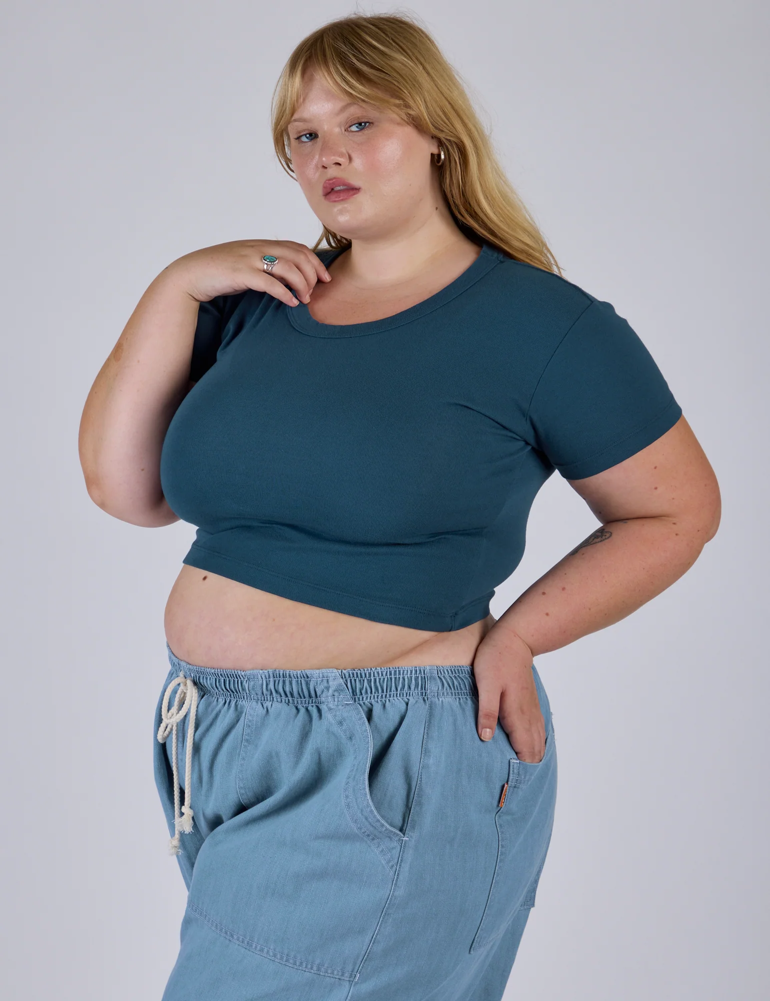 Cropped Baby Tee - Lagoon - Image 5
