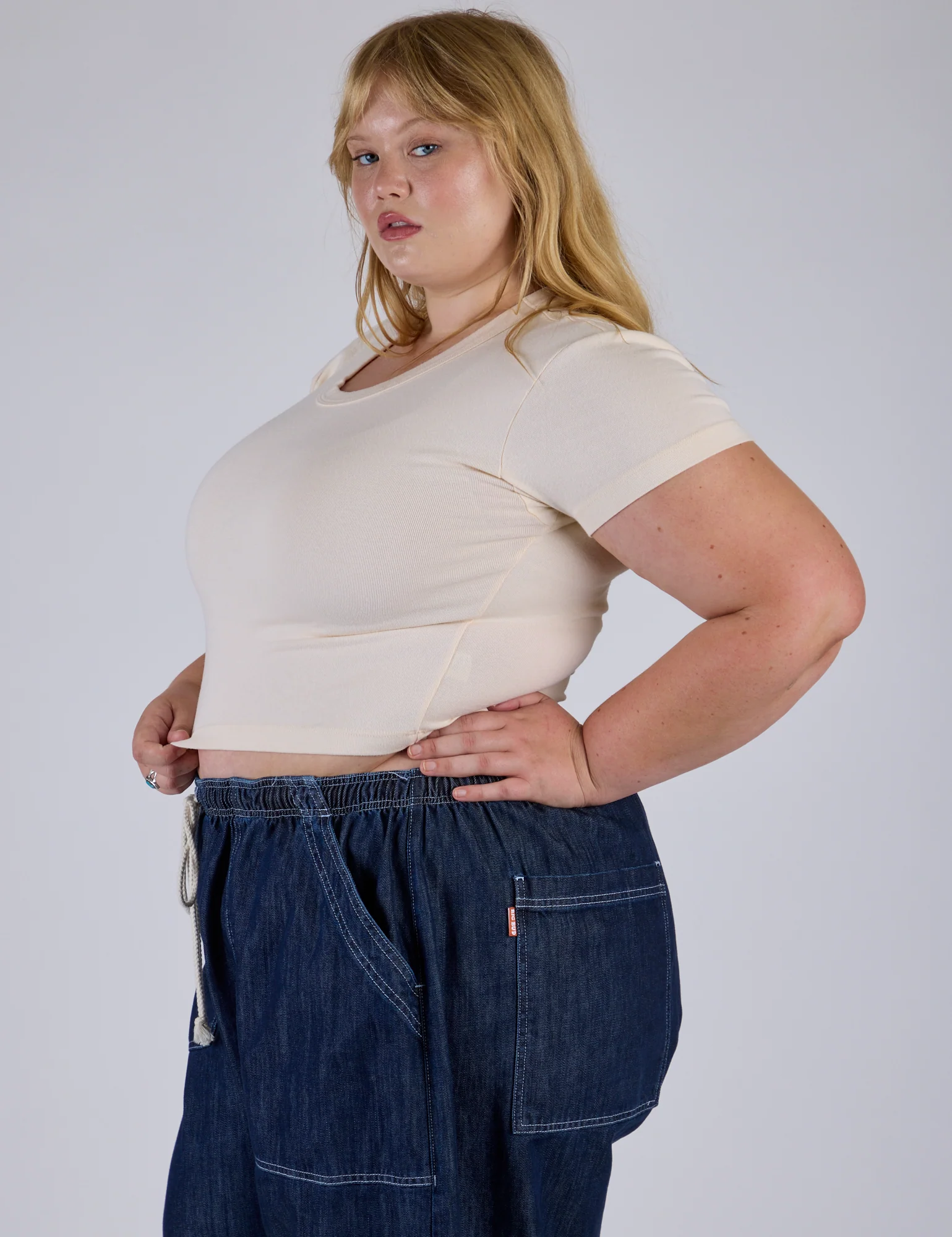 Cropped Baby Tee - Vintage Off-White - Image 12