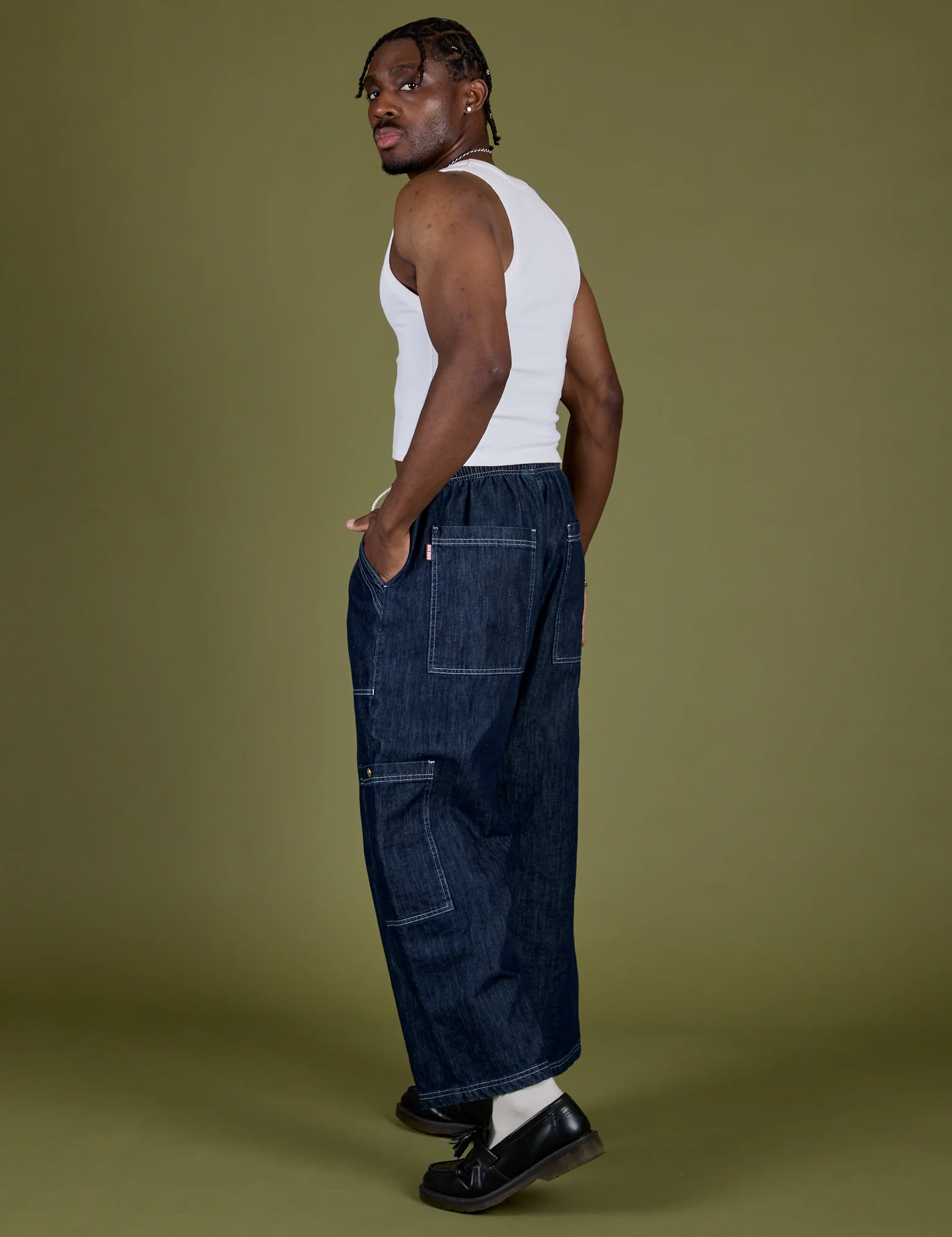 Denim Drop Pocket Pants - Dark Wash - Image 5