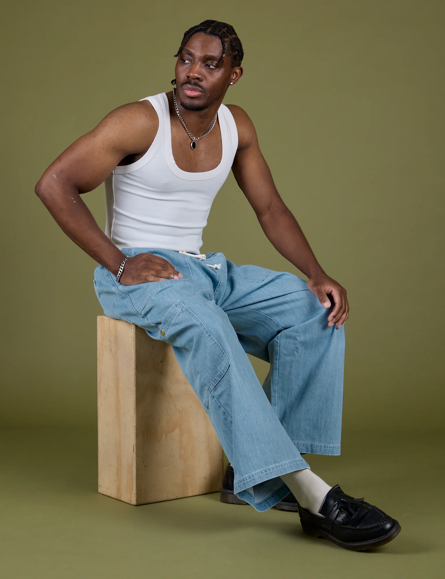 Denim Drop Pocket Pants - Light Wash - Image 14
