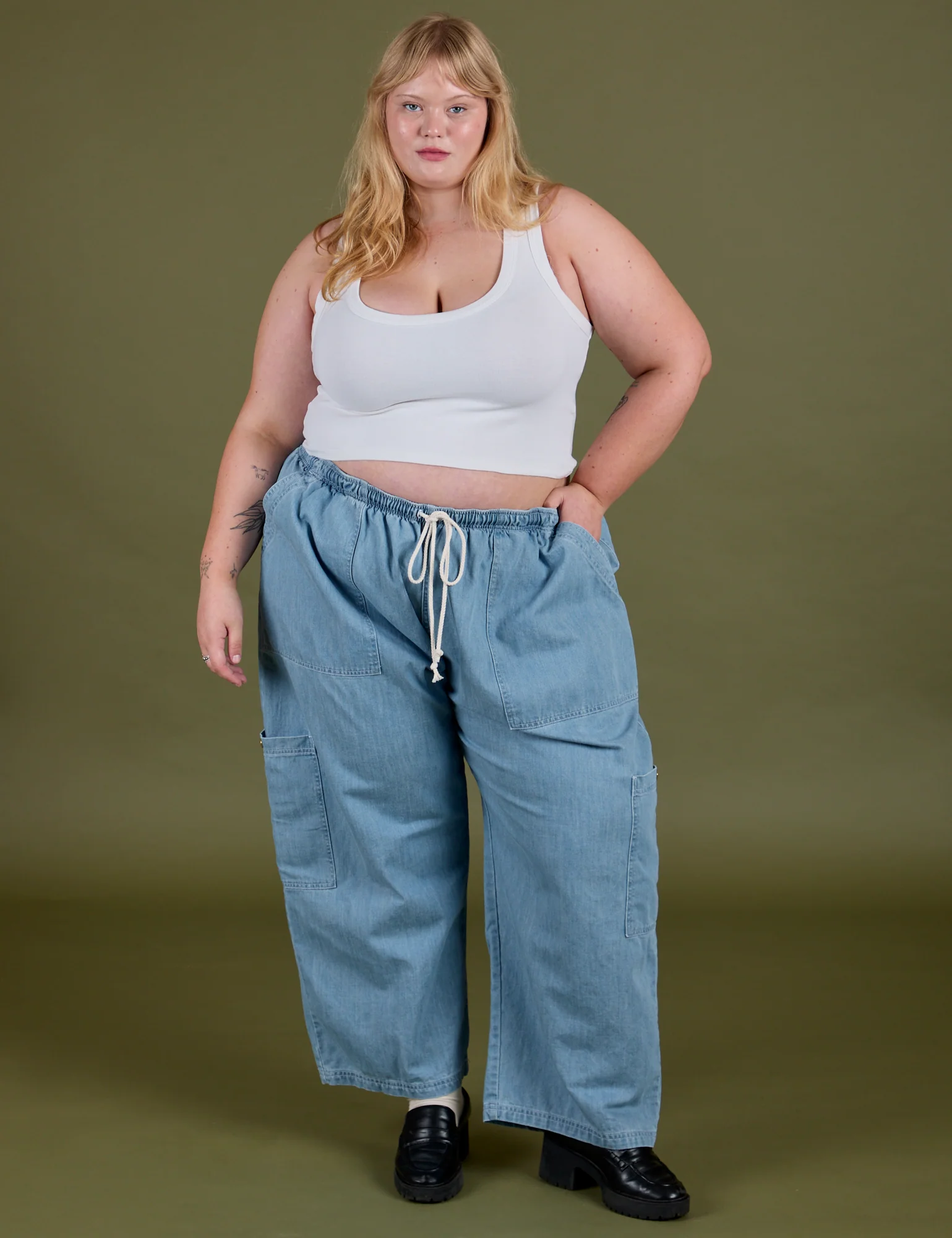 Denim Drop Pocket Pants - Light Wash - Image 17