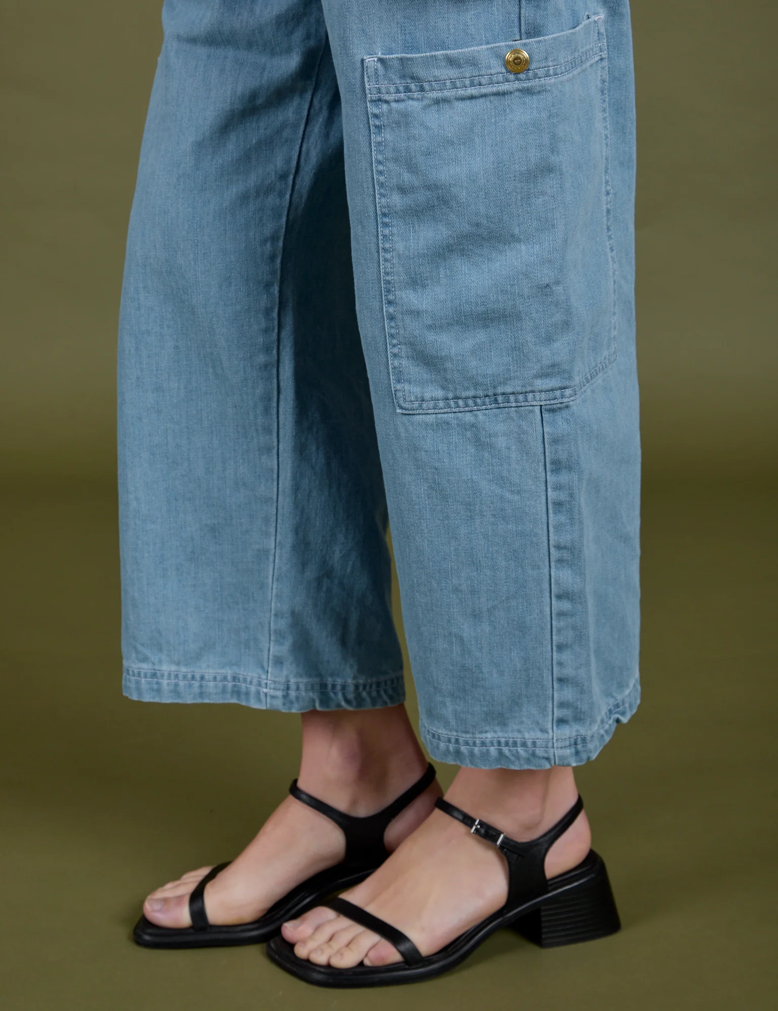 Denim Drop Pocket Pants - Light Wash - Image 5