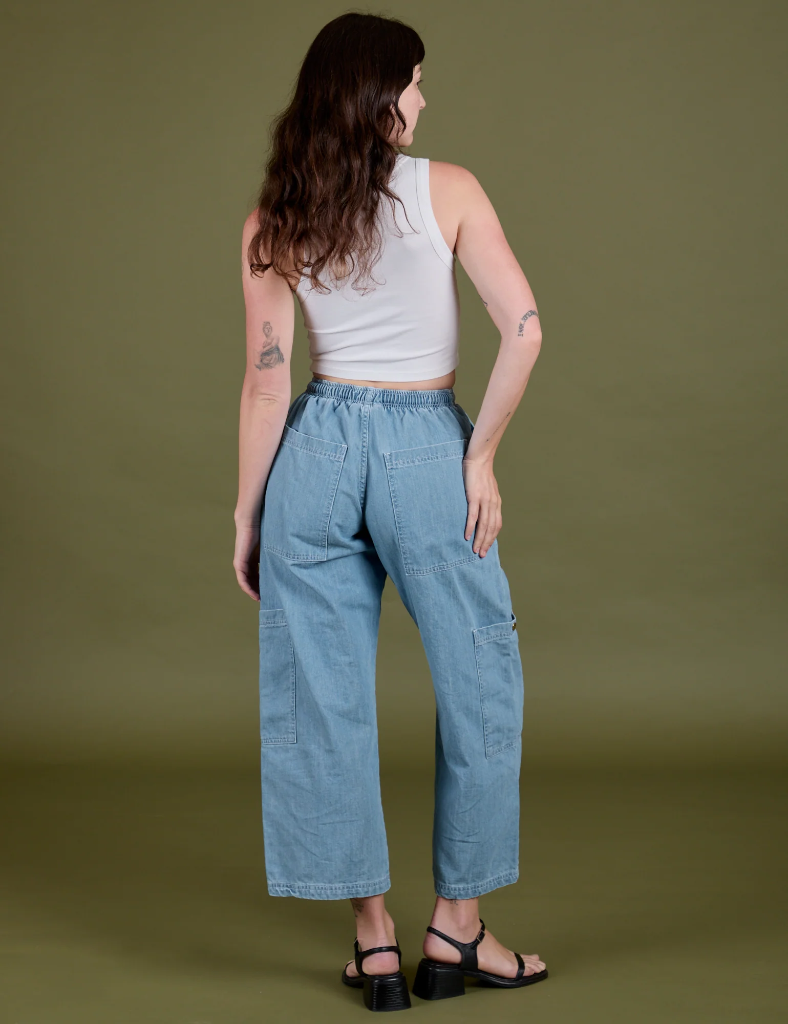 Denim Drop Pocket Pants - Light Wash - Image 6