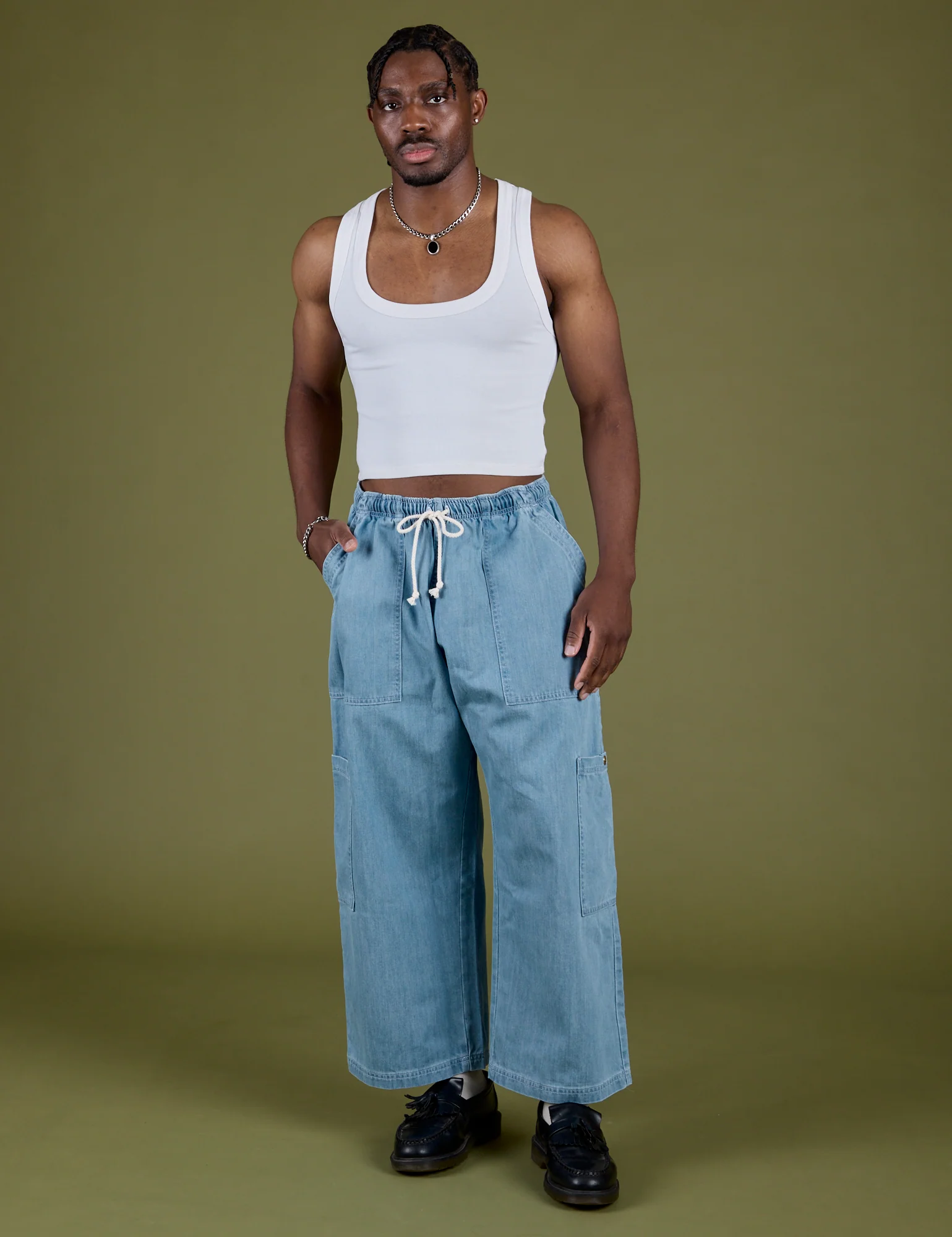 Denim Drop Pocket Pants - Light Wash - Image 9