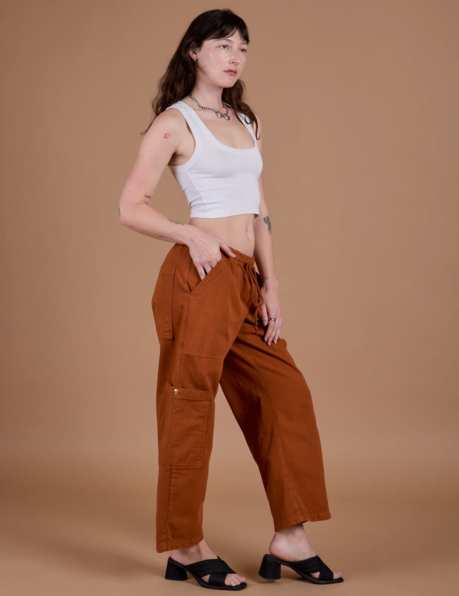 Drop Pocket Cargo Pants - Burnt Terracotta - Image 11