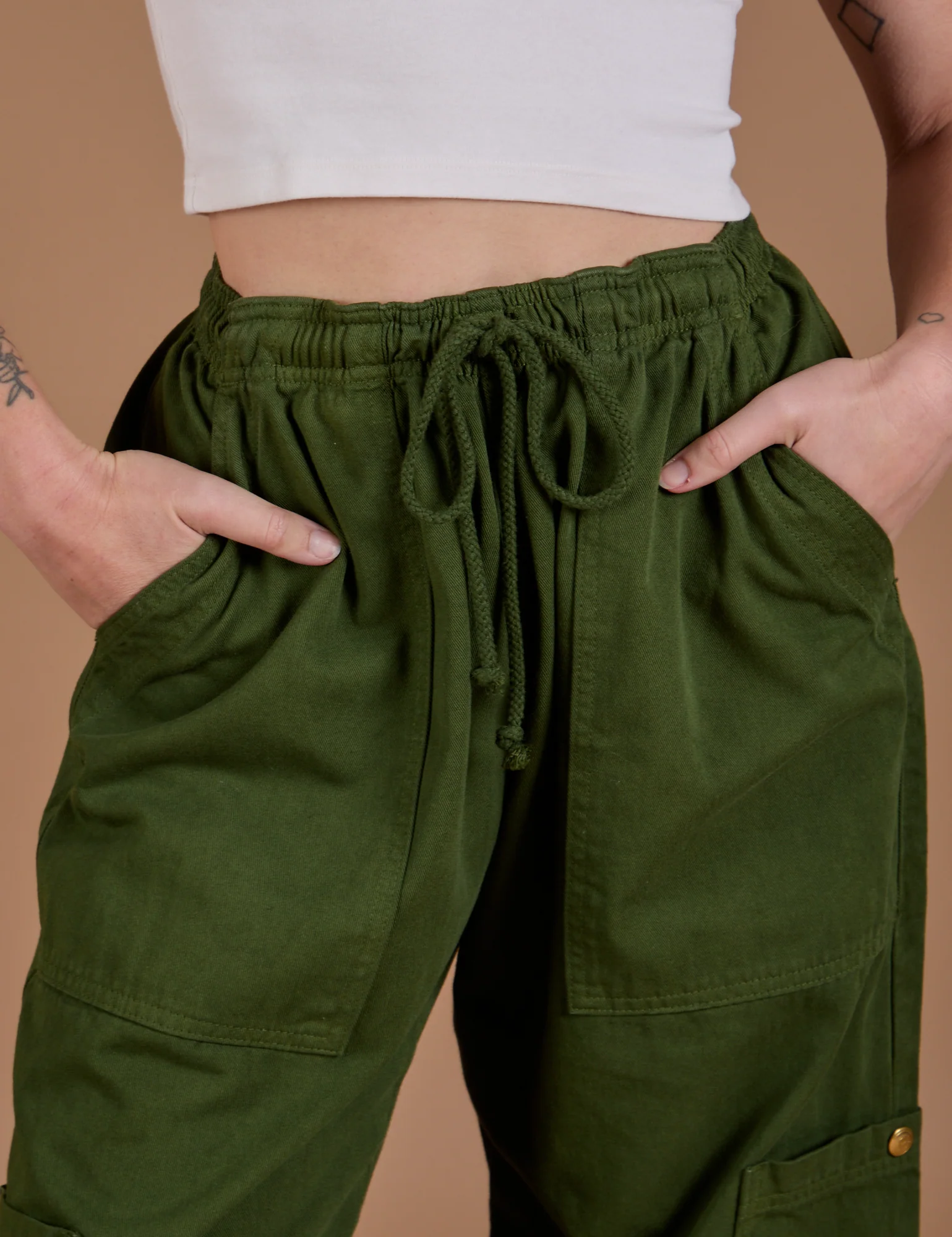 Drop Pocket Cargo Pants - Evergreen - Image 4