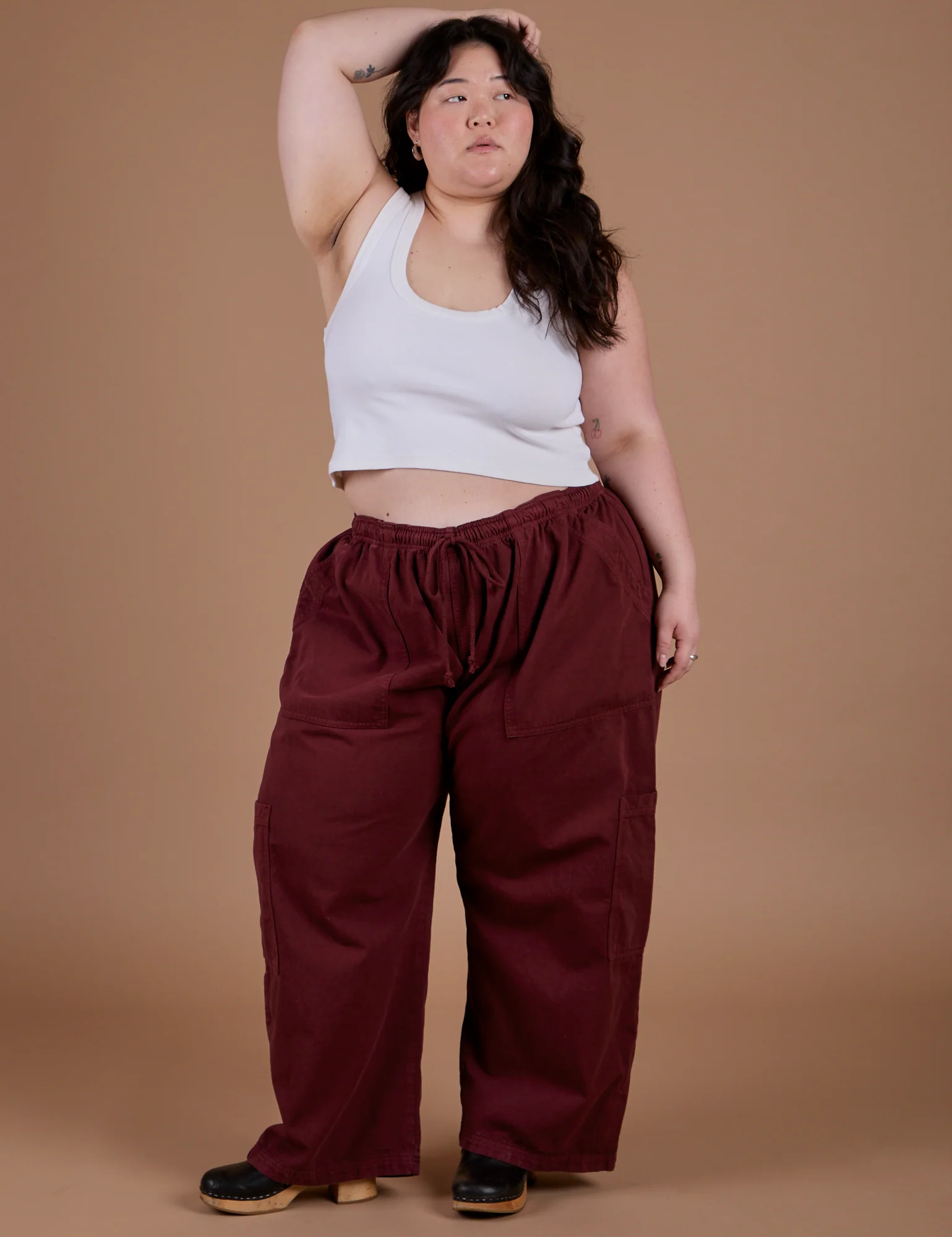 Drop Pocket Cargo Pants - Red Wine - Image 12