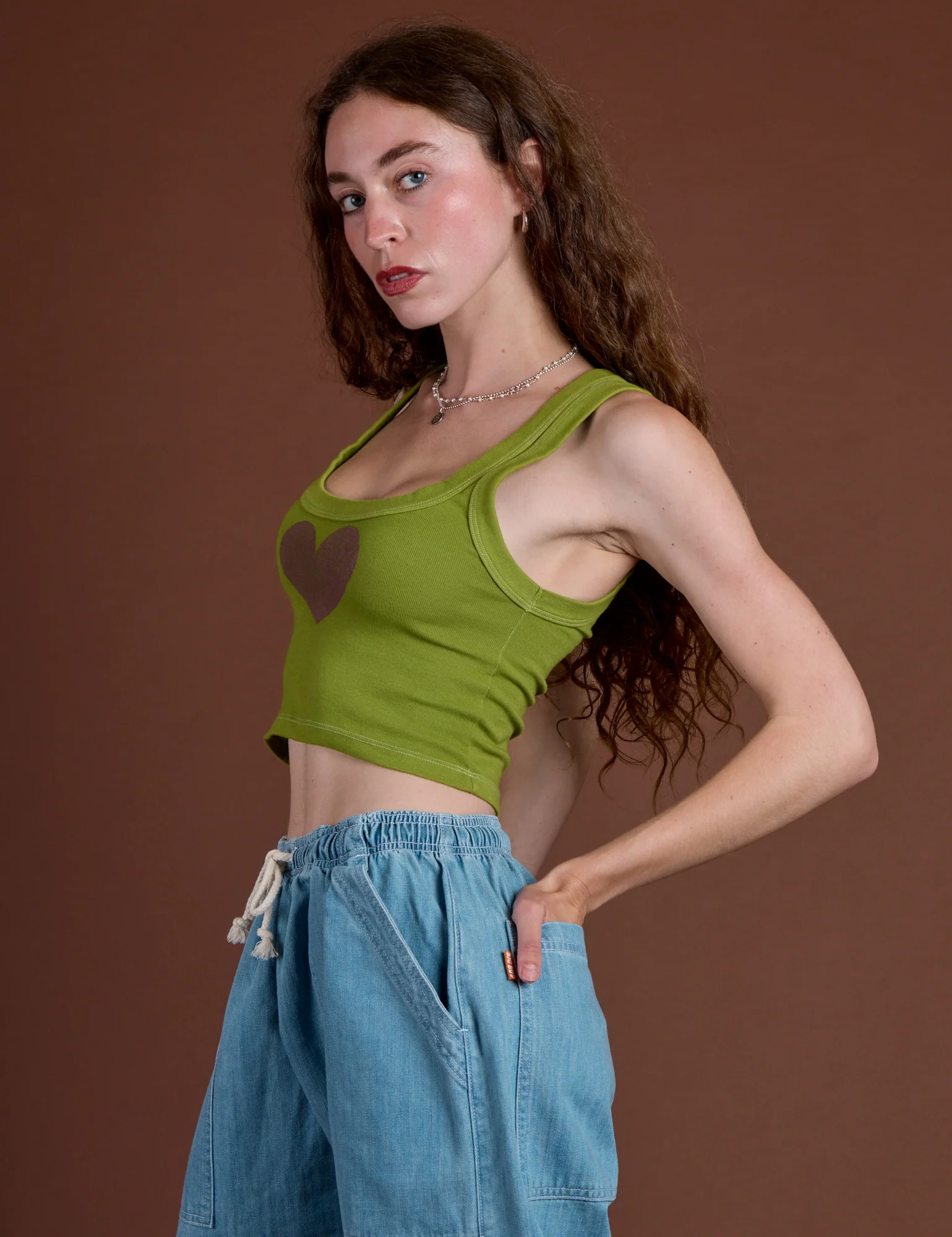 Icon Cropped Tank - Green Heart - Image 21