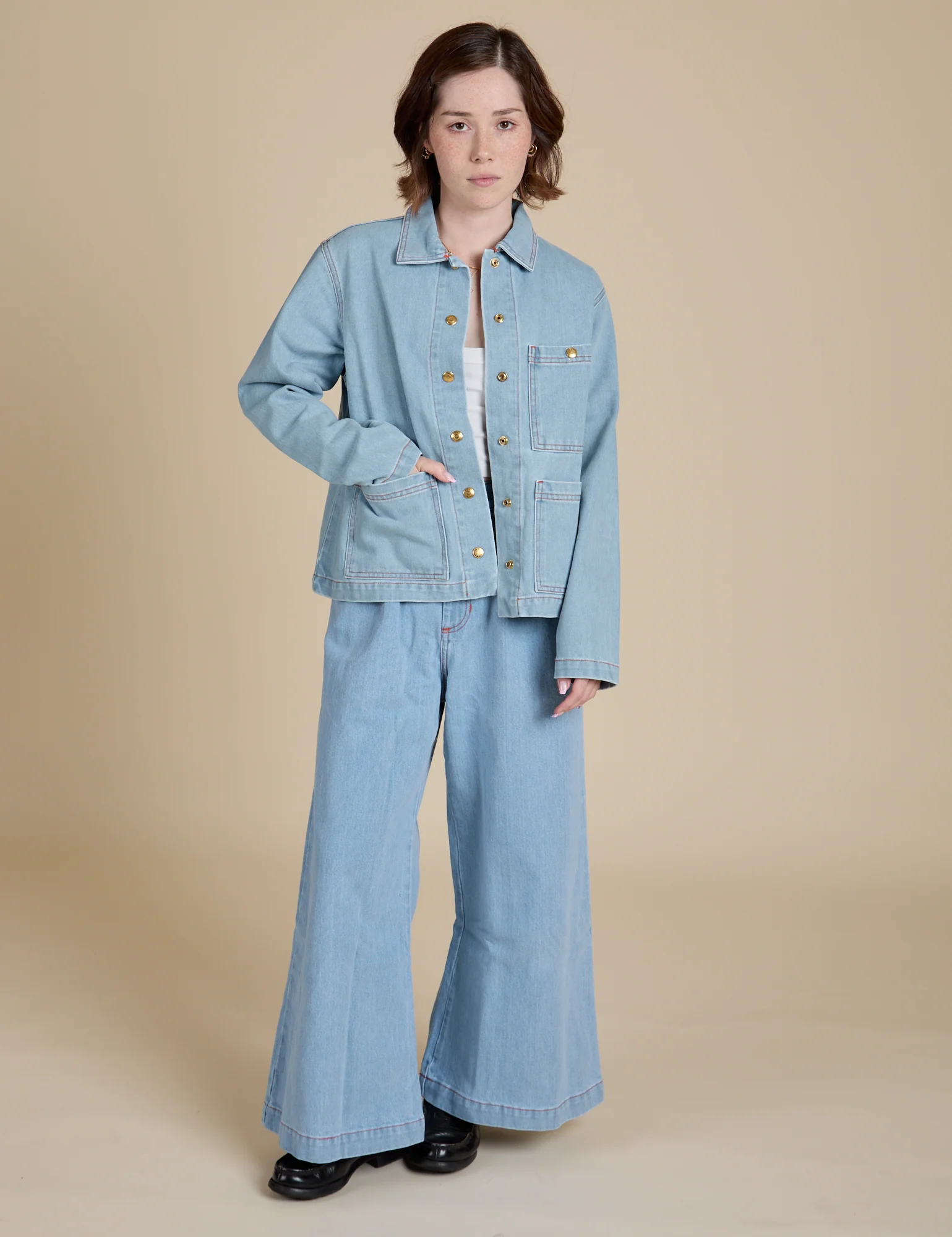 Indigo Denim Work Jacket - Light Wash - Image 21