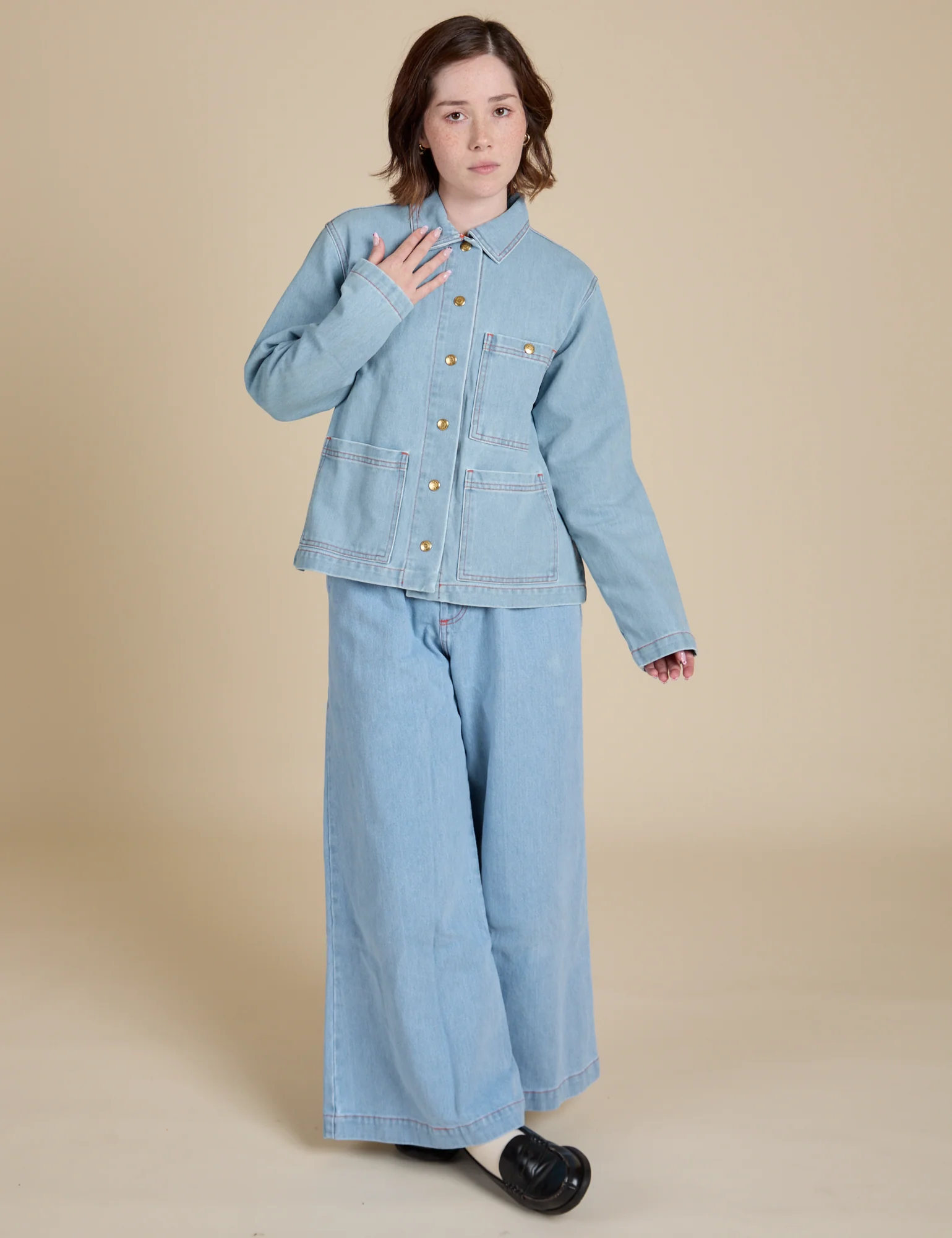 Indigo Denim Work Jacket - Light Wash - Image 24
