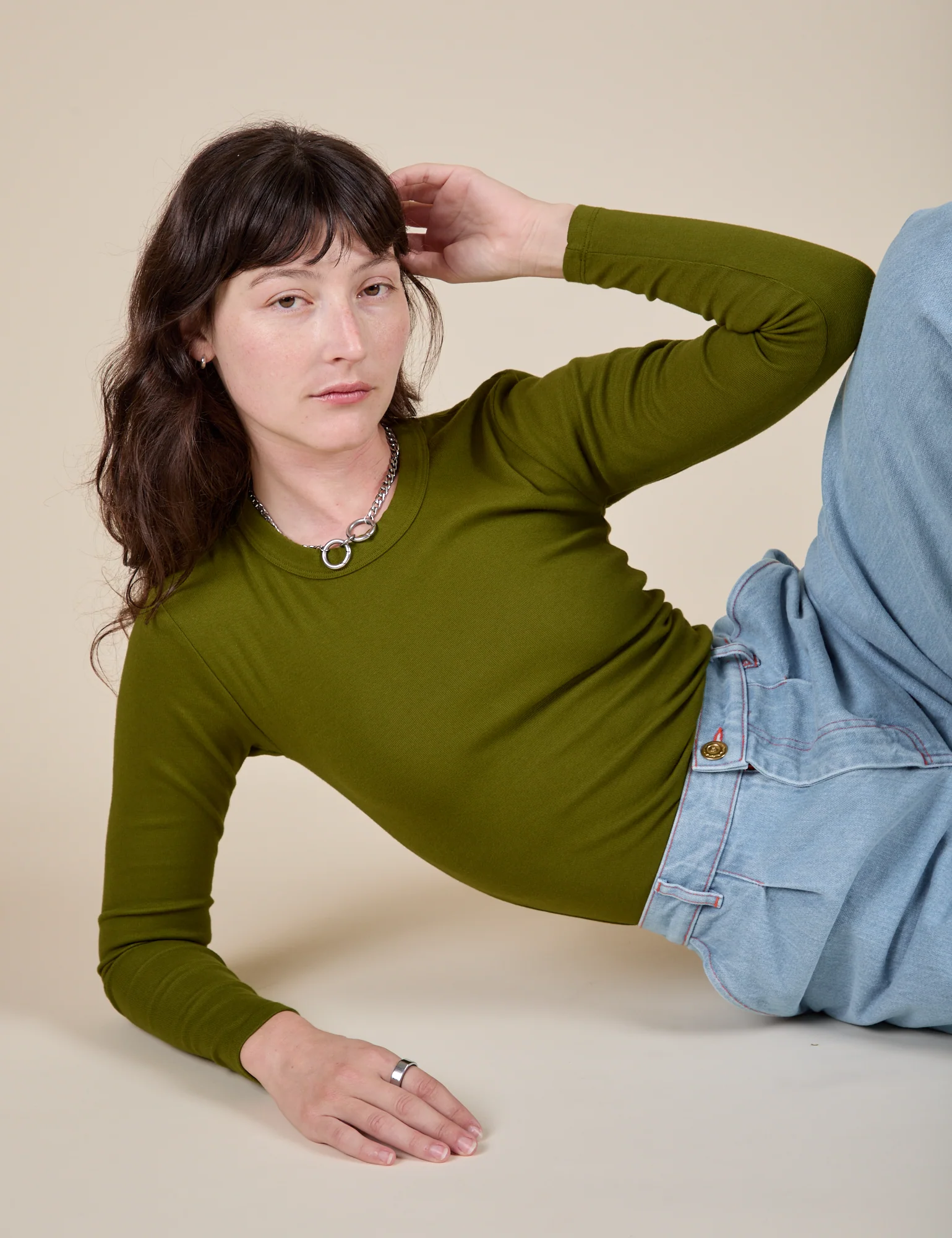 Long Sleeve Baby Tee - Summer Olive