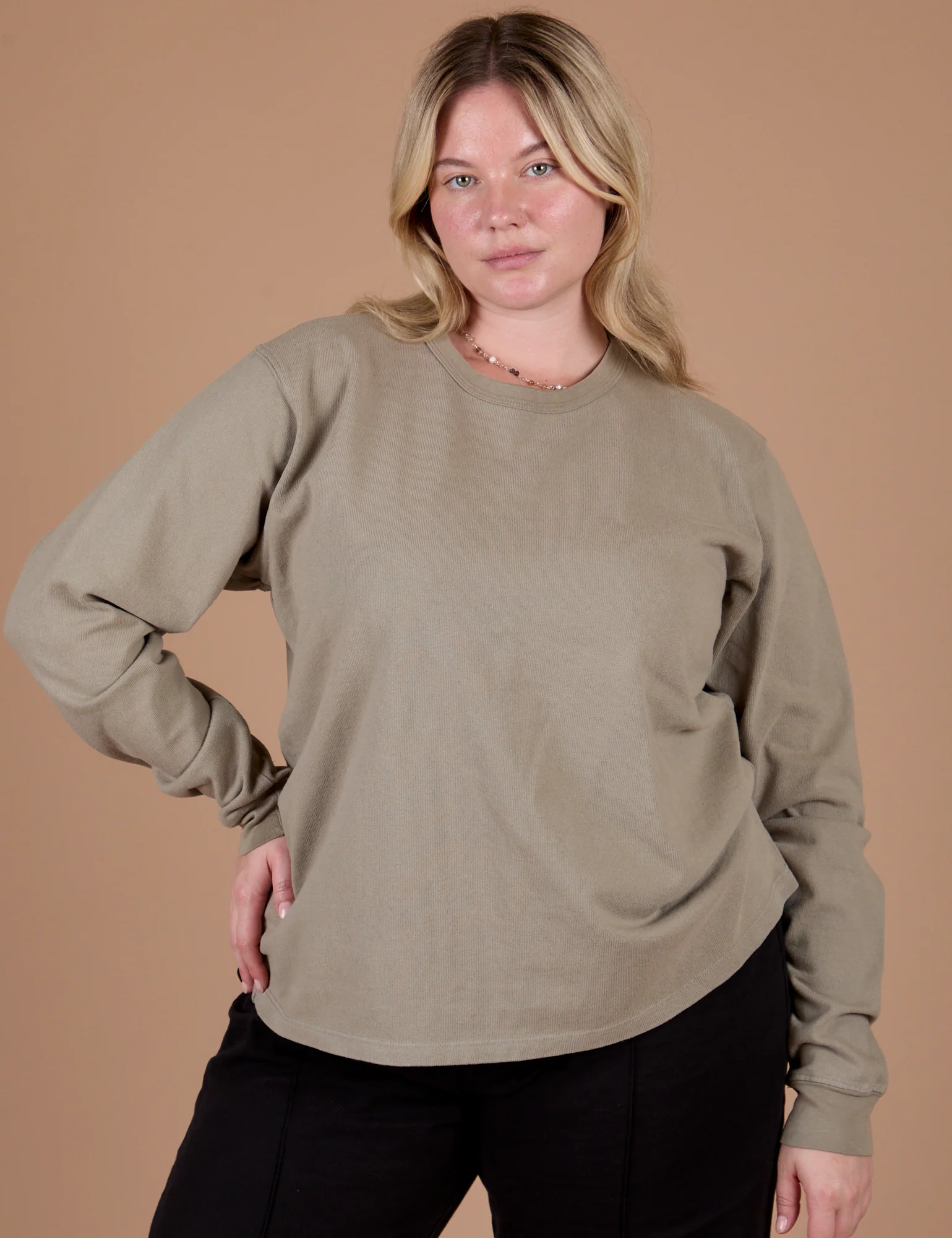 Long Sleeve Burly Tee - Khaki Grey - Image 12