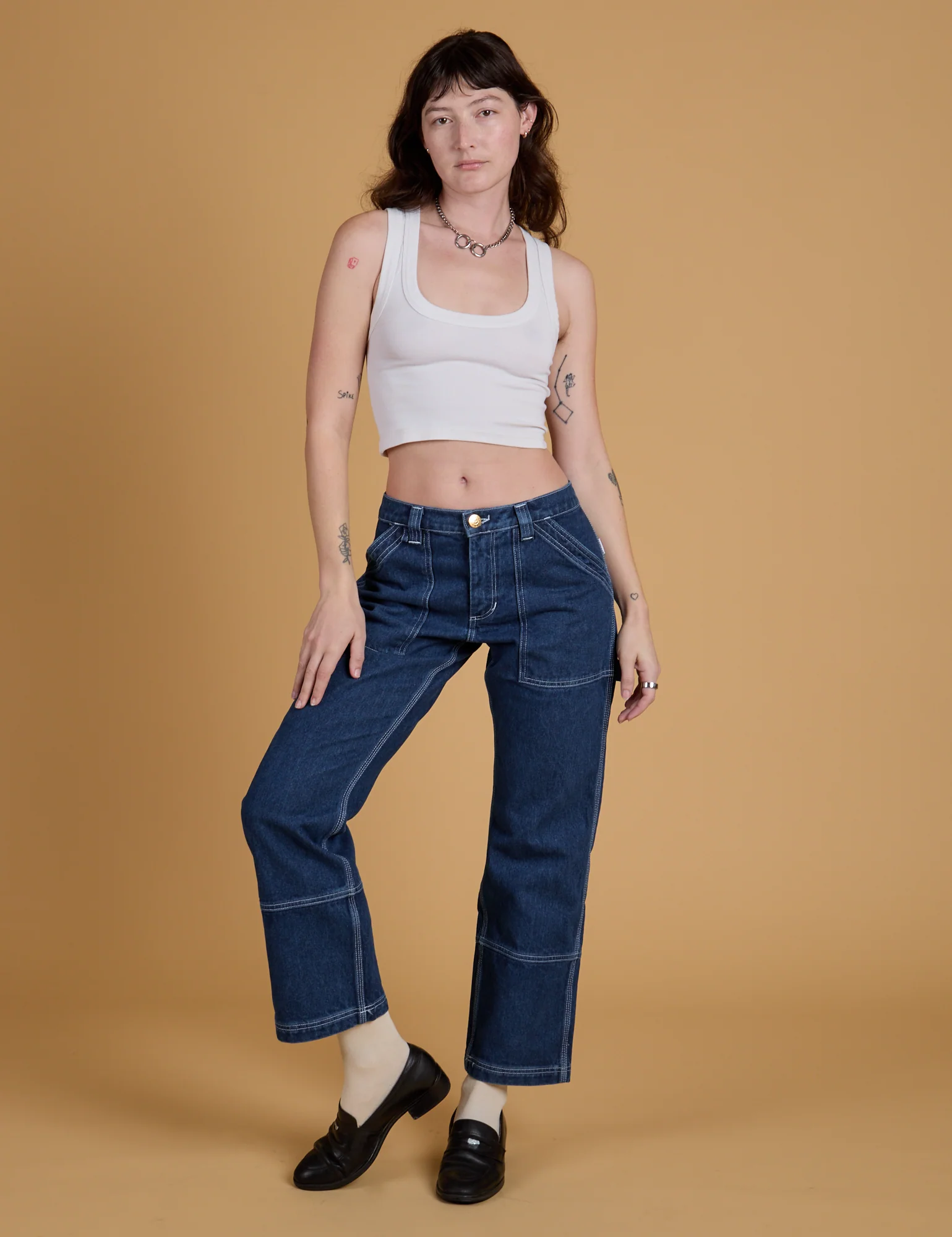 Mid-Rise Carpenter Jeans - Dark Wash - Image 4