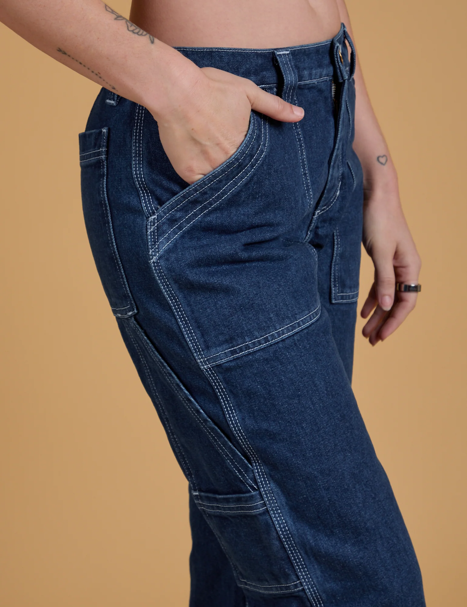 Mid-Rise Carpenter Jeans - Dark Wash - Image 6