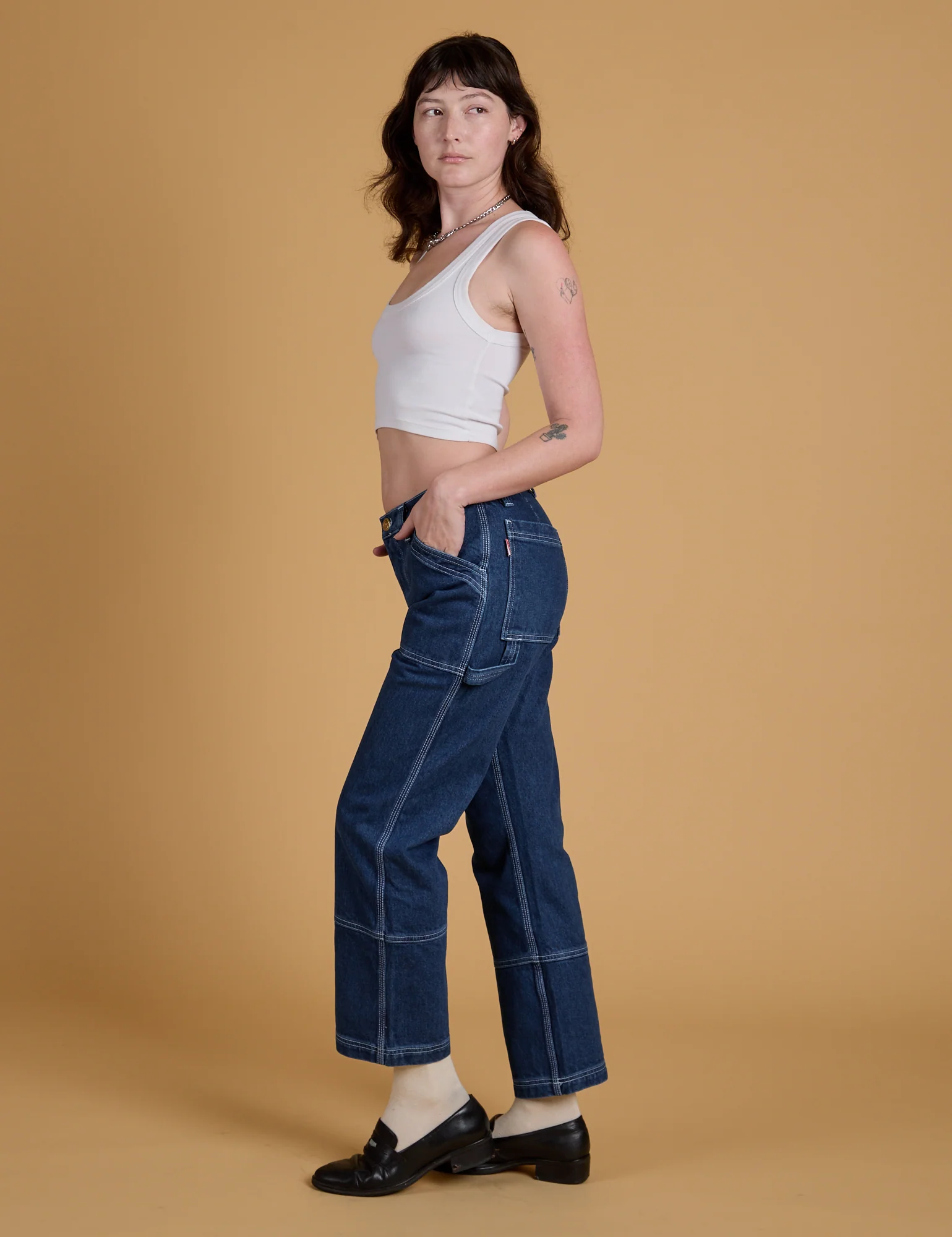 Mid-Rise Carpenter Jeans - Dark Wash - Image 7