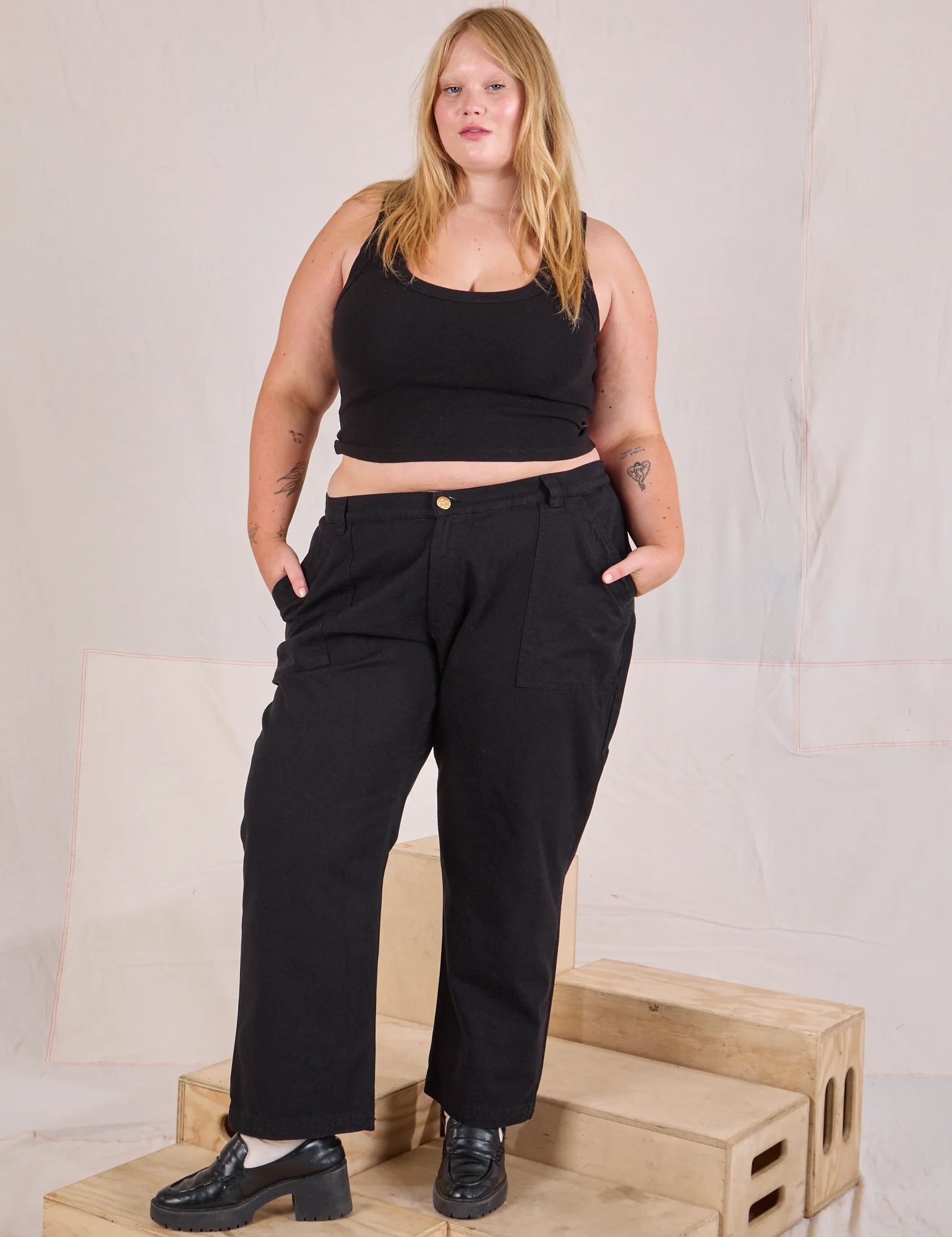 Mid-Rise Work Pants - Basic Black