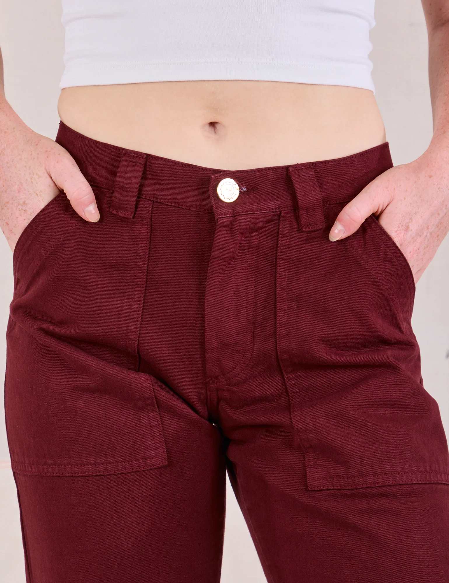 Mid-Rise Work Pants - Red Wine - Image 4