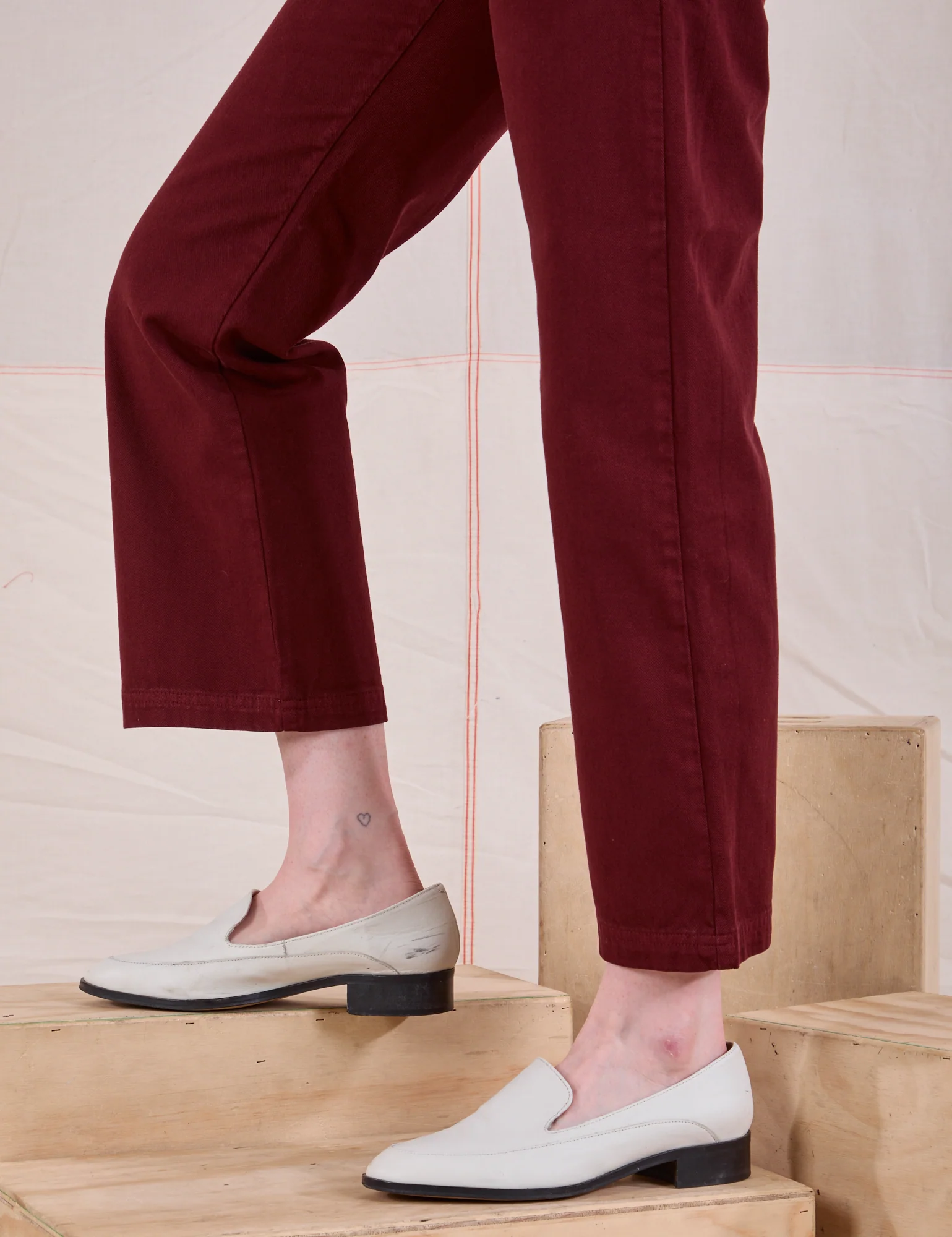 Mid-Rise Work Pants - Red Wine - Image 6