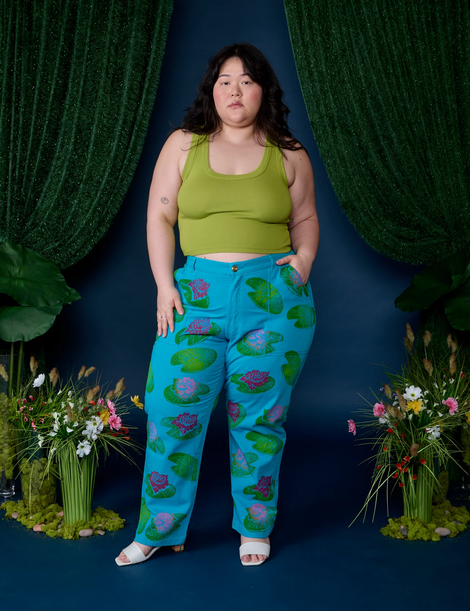 Paintstamped Work Pants - Lilypad *FINAL SALE* - Image 9