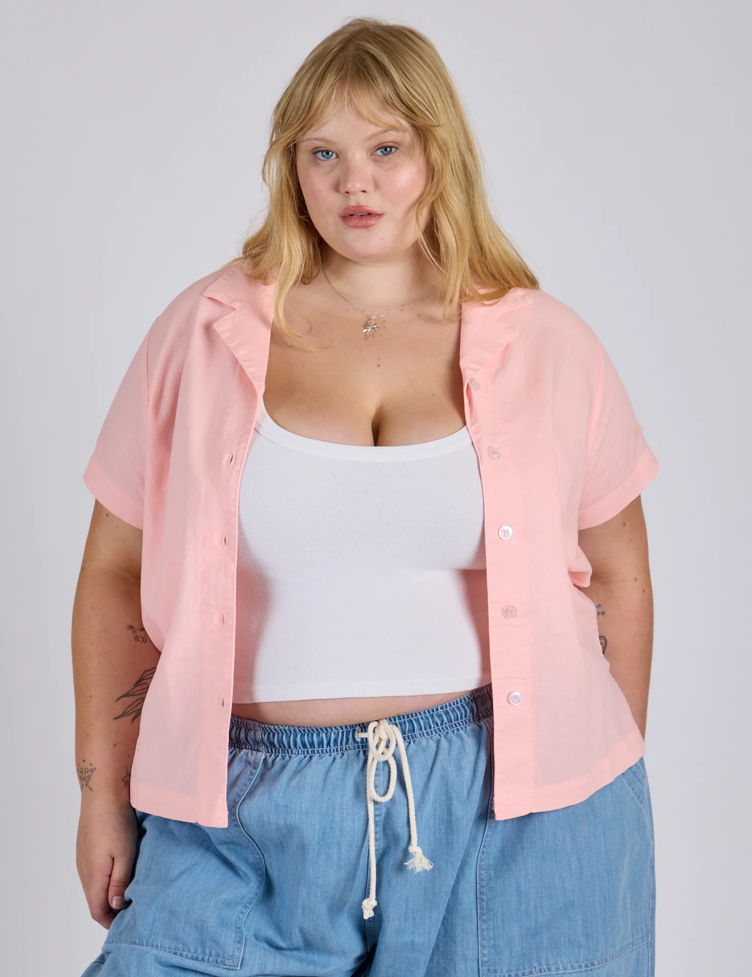 Pantry Button-Up - Baby Pink *FINAL SALE*