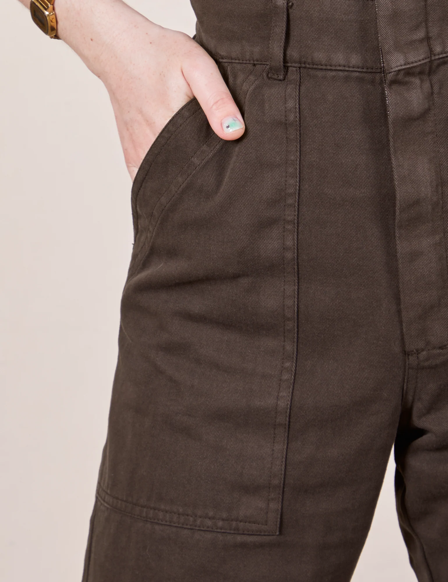 Petite Short Sleeve Jumpsuit - Espresso Brown - Image 15