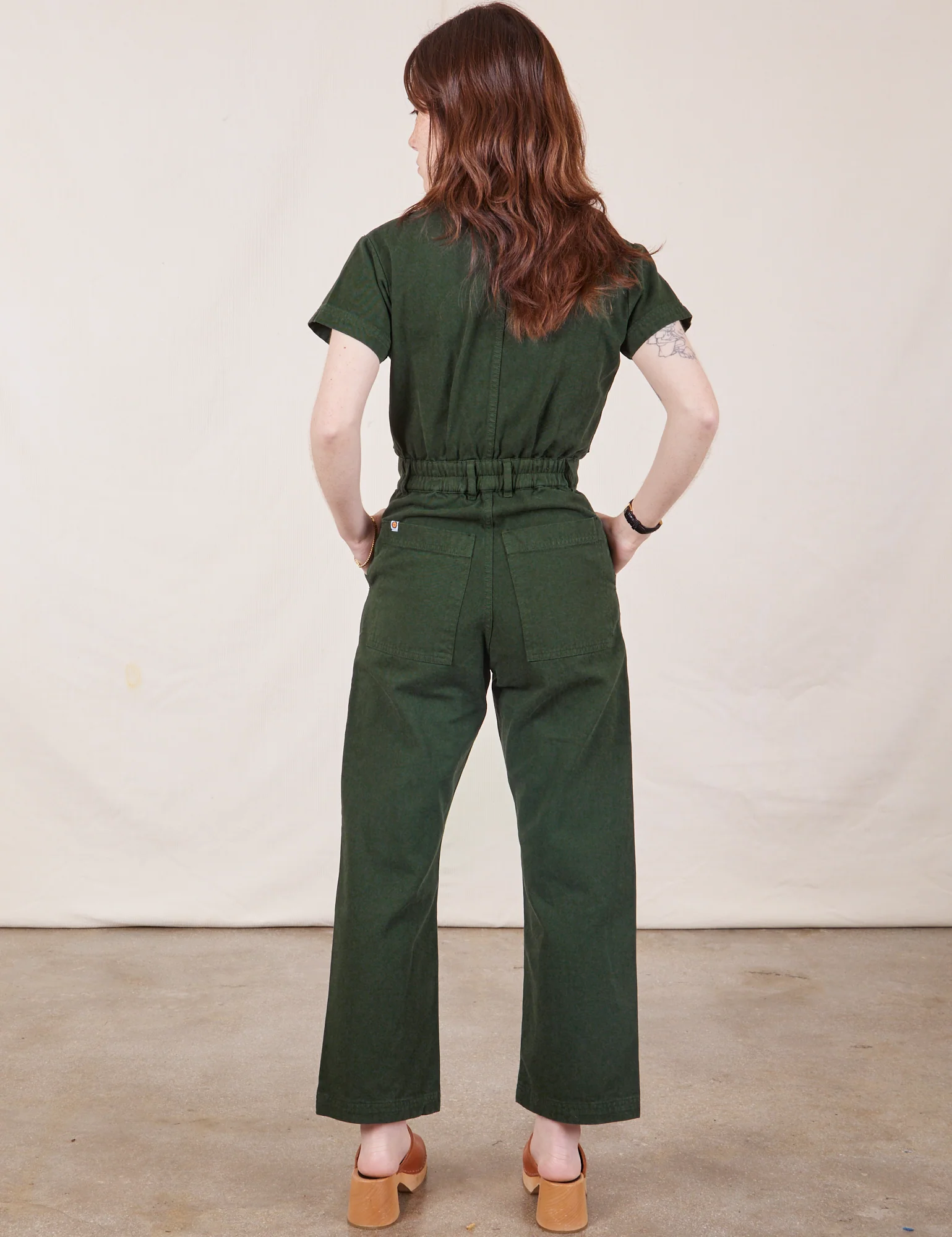 Petite Short Sleeve Jumpsuit - Swamp Green - Image 6