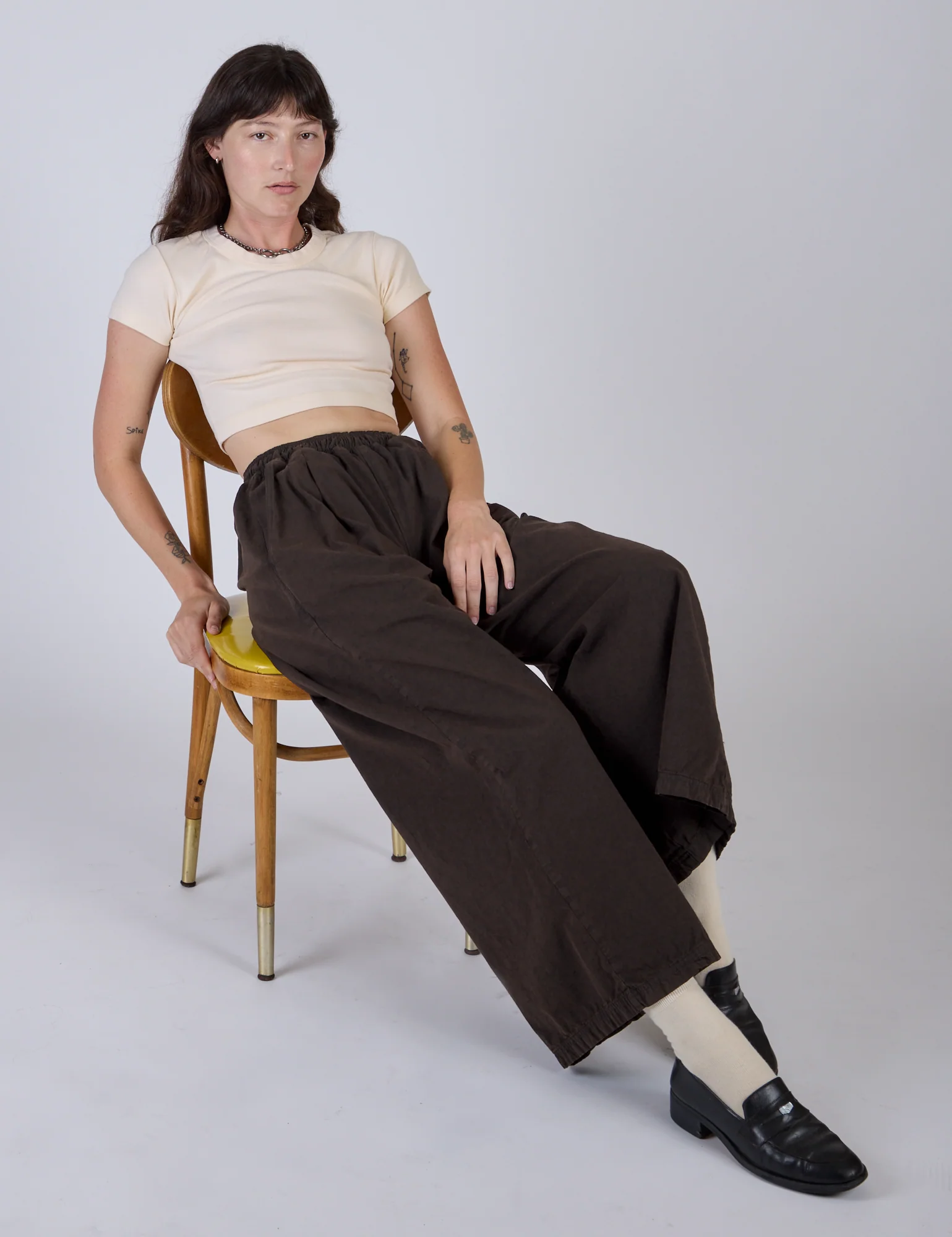 Pleated Pull-On Pants - Espresso Brown - Image 3
