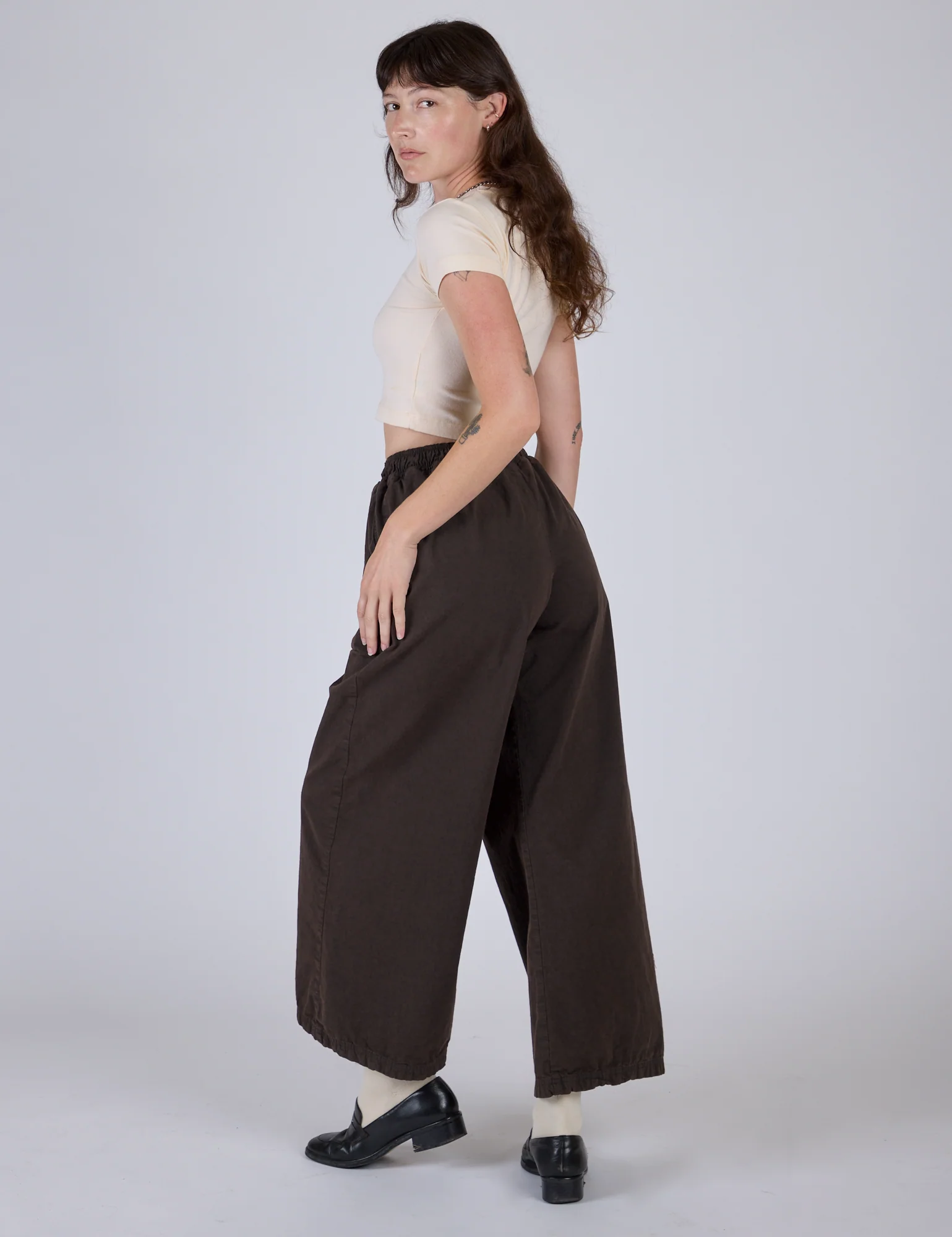 Pleated Pull-On Pants - Espresso Brown - Image 7