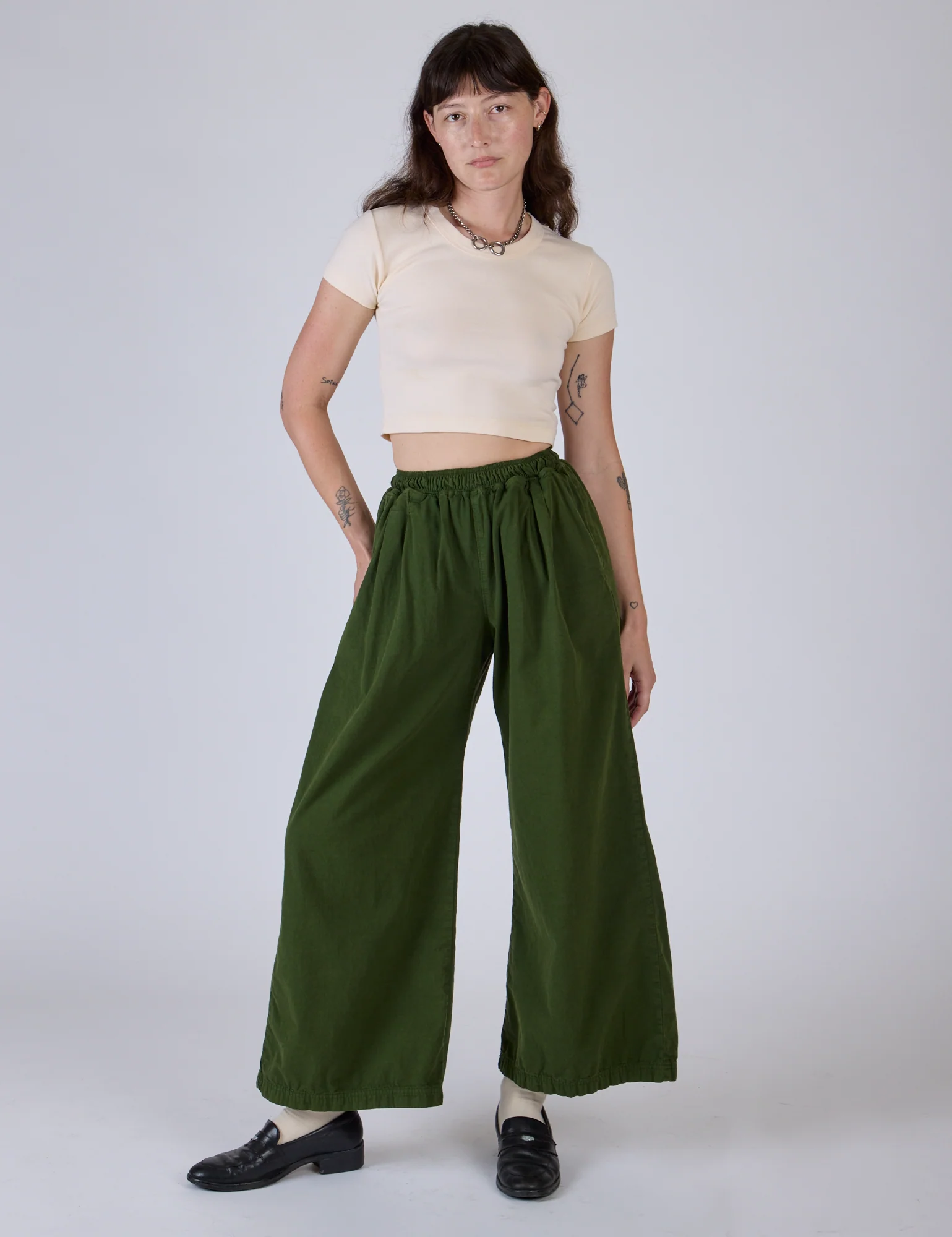 Pleated Pull-On Pants - Evergreen - Image 8
