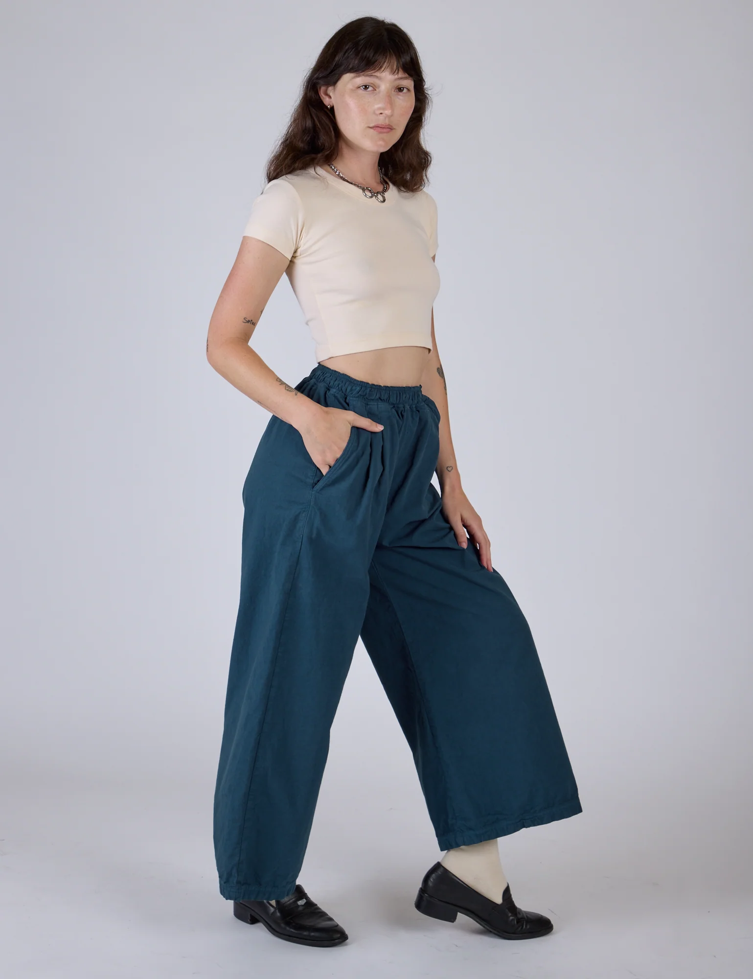 Pleated Pull-On Pants - Lagoon - Image 12