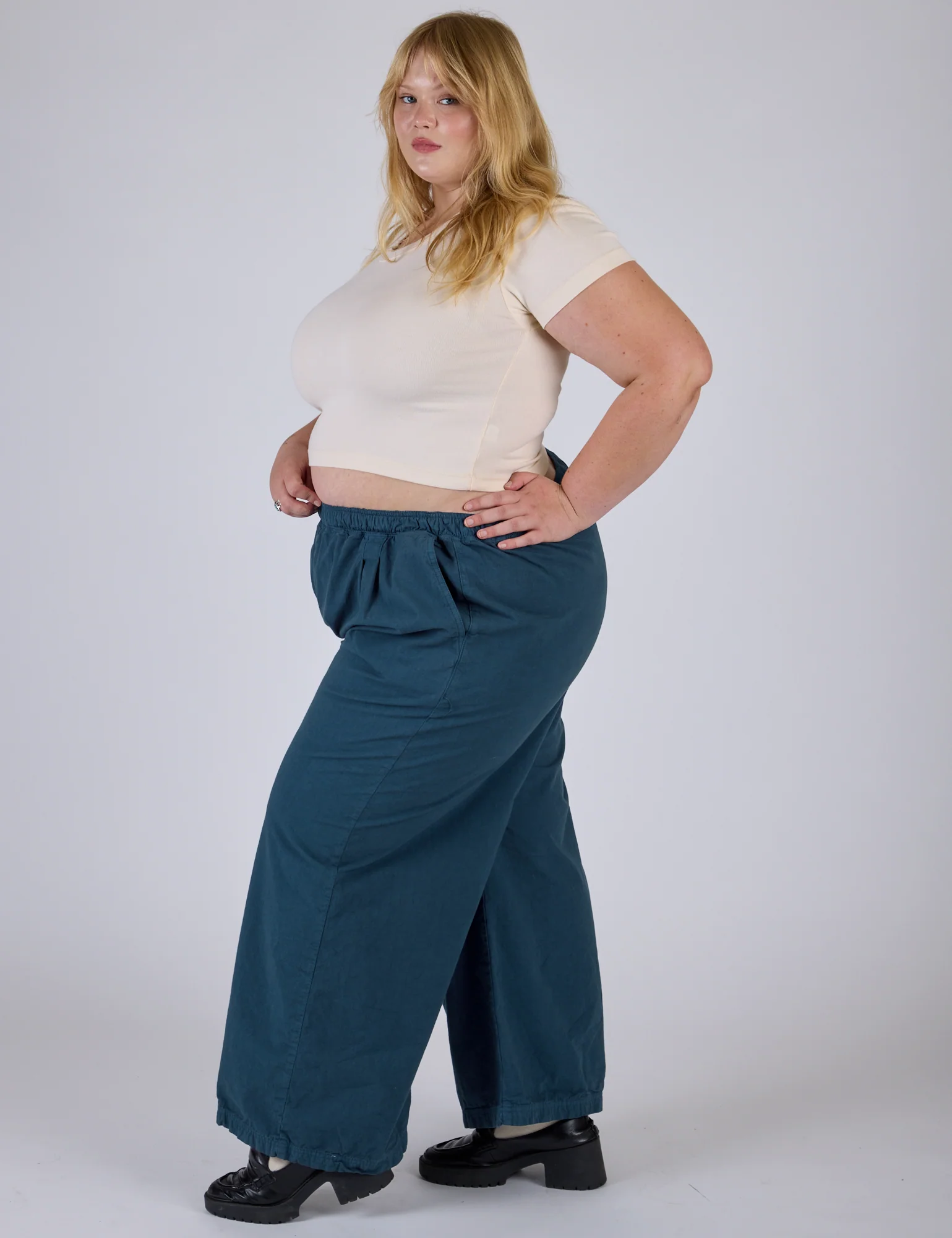 Pleated Pull-On Pants - Lagoon - Image 4