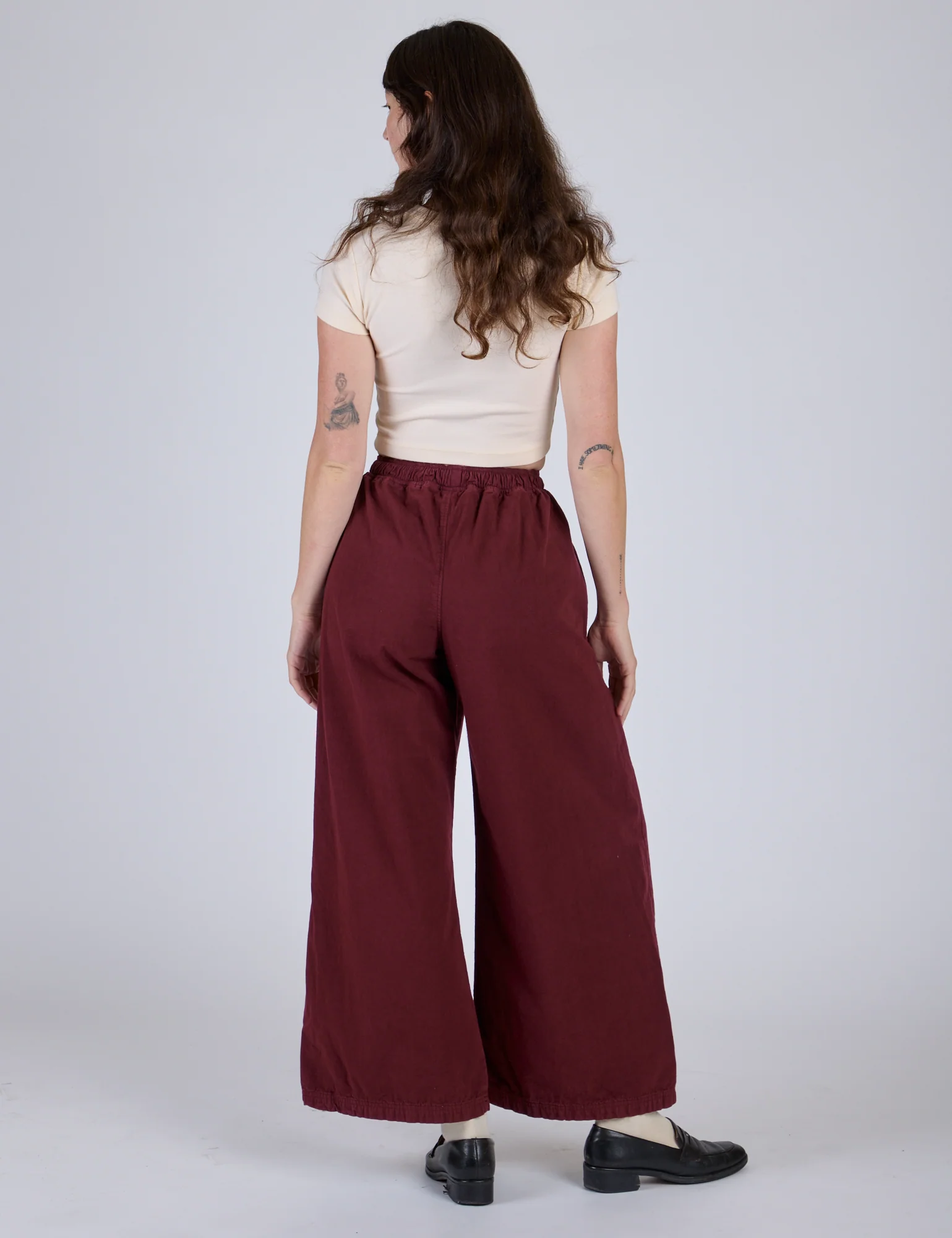 Pleated Pull-On Pants - Red Wine - Image 6