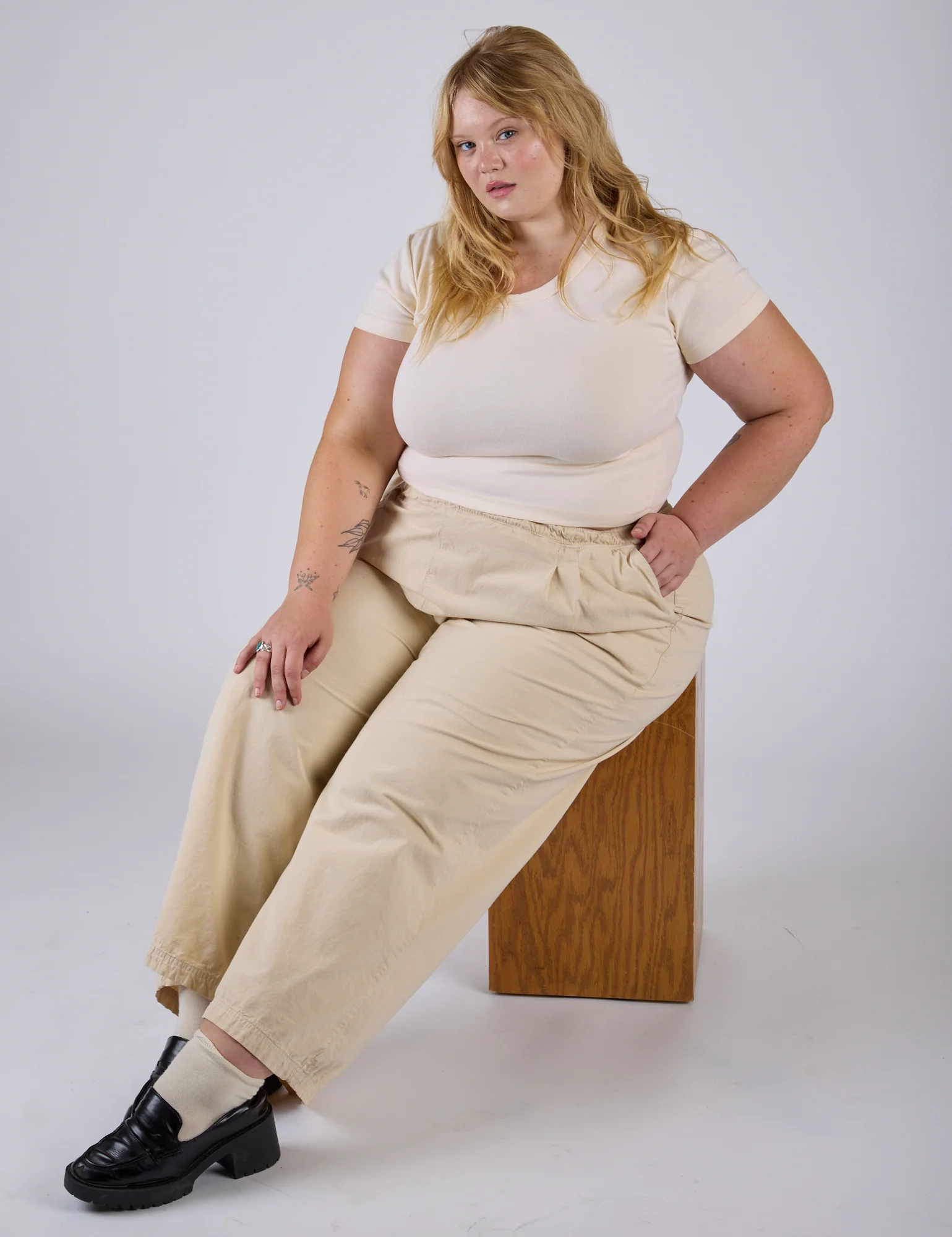 Pleated Pull-On Pants - Vintage Off-White - Image 13