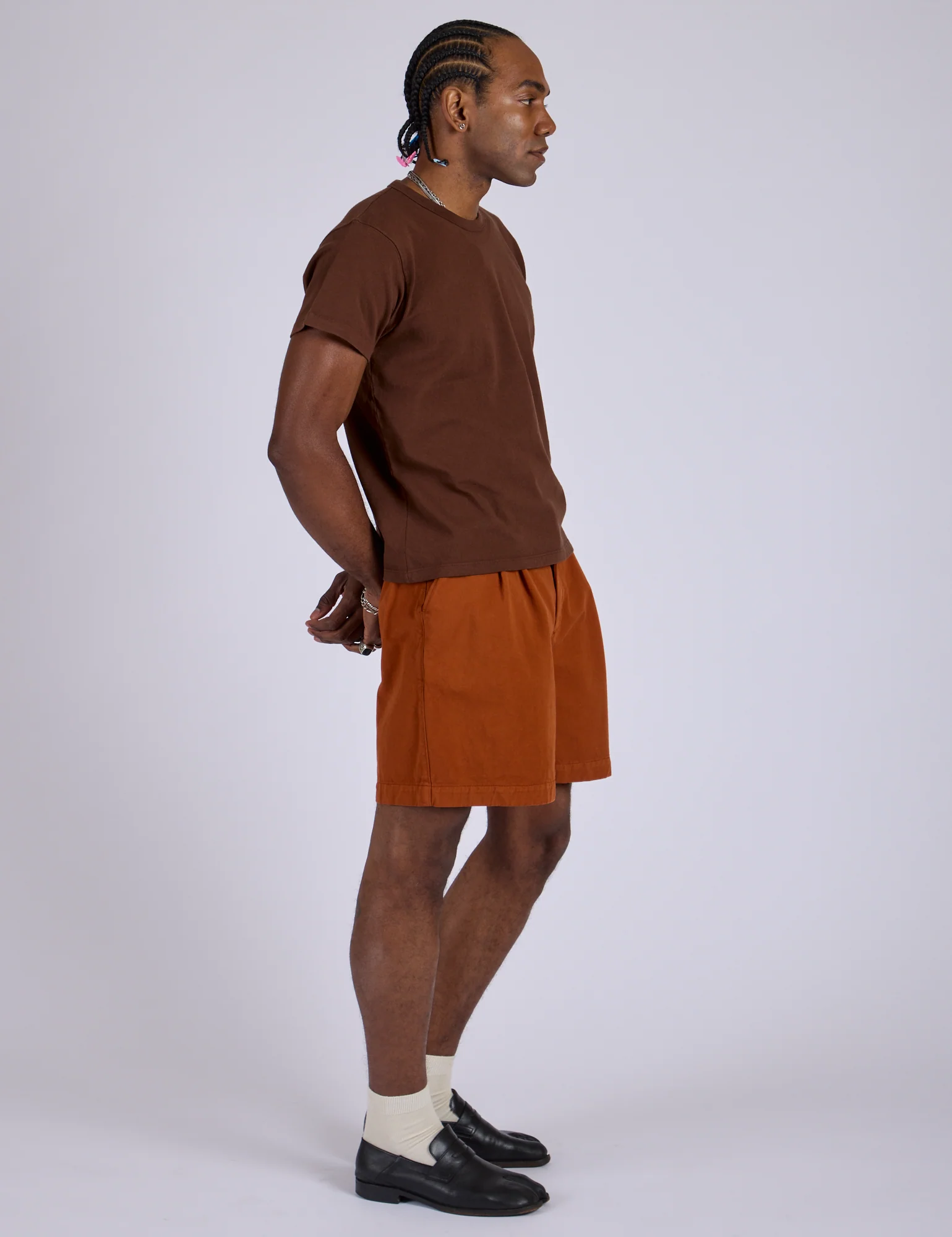 Pleated Trouser Shorts - Burnt Terracotta - Image 18