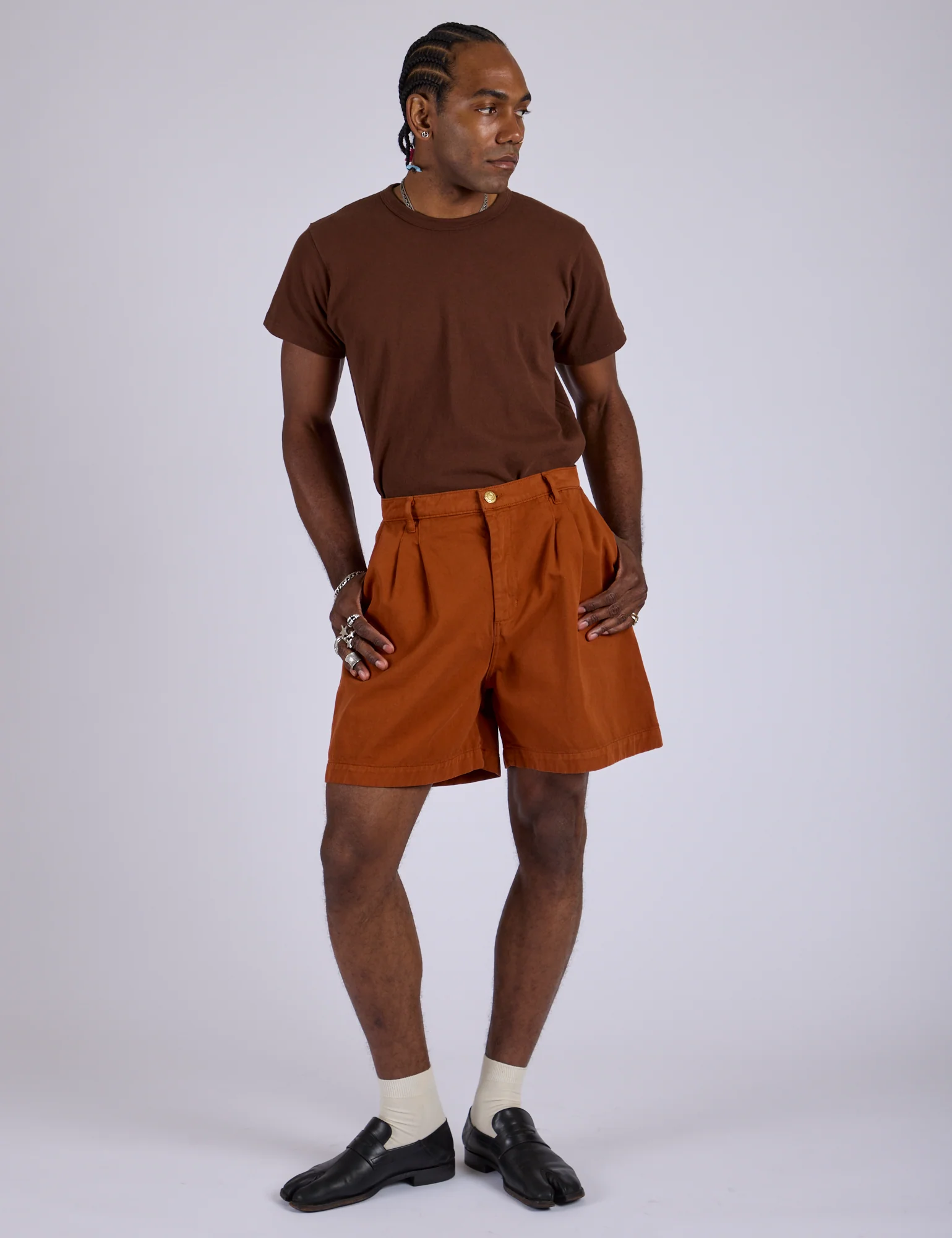 Pleated Trouser Shorts - Burnt Terracotta - Image 19