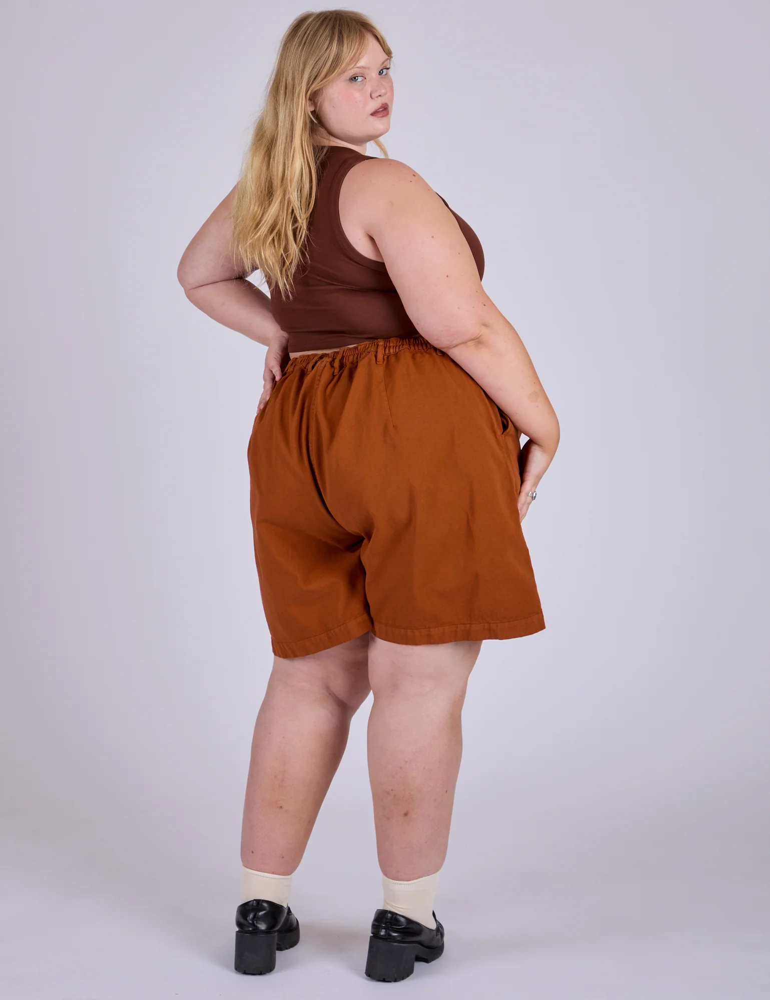 Pleated Trouser Shorts - Burnt Terracotta - Image 6