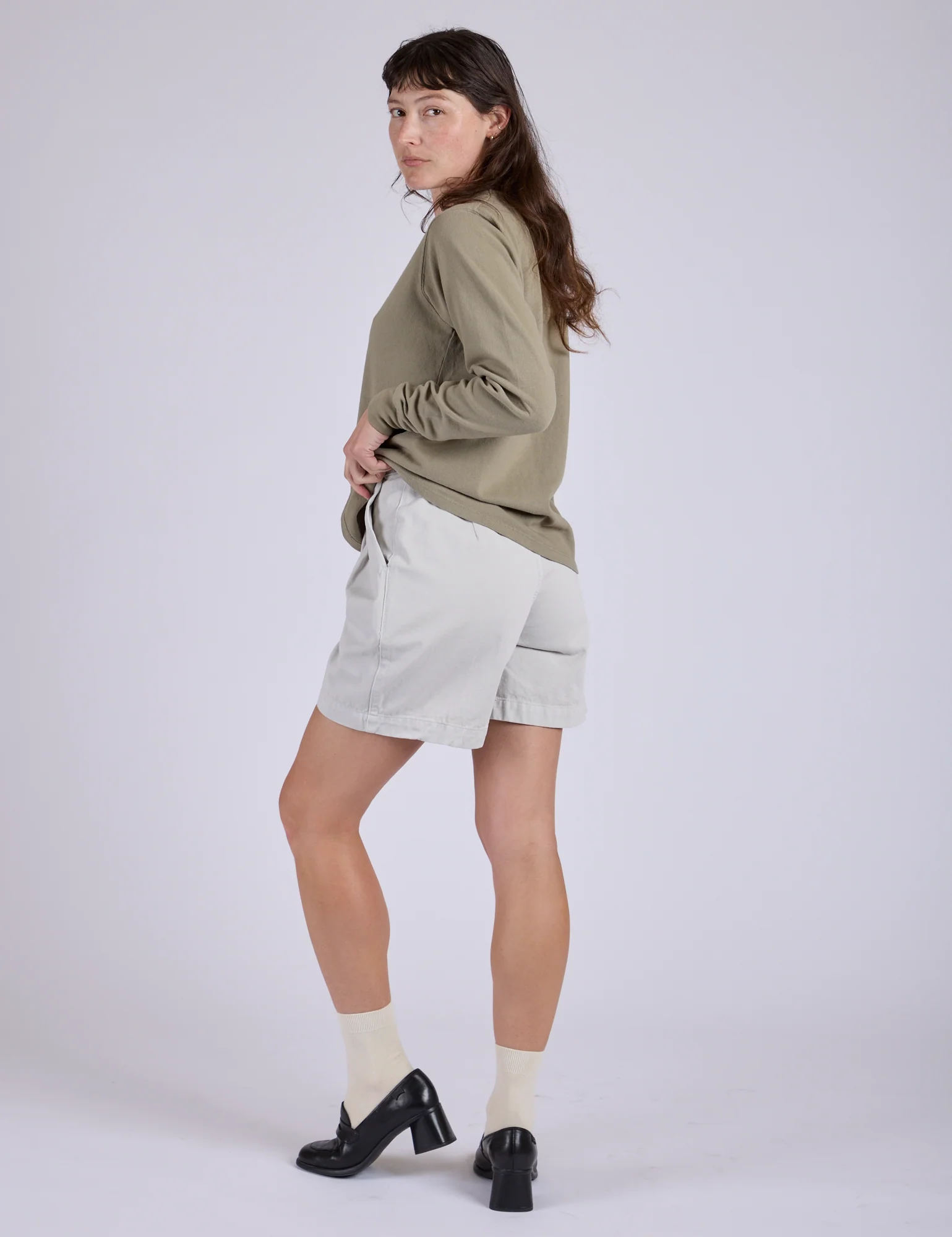Pleated Trouser Shorts - Dishwater White - Image 7
