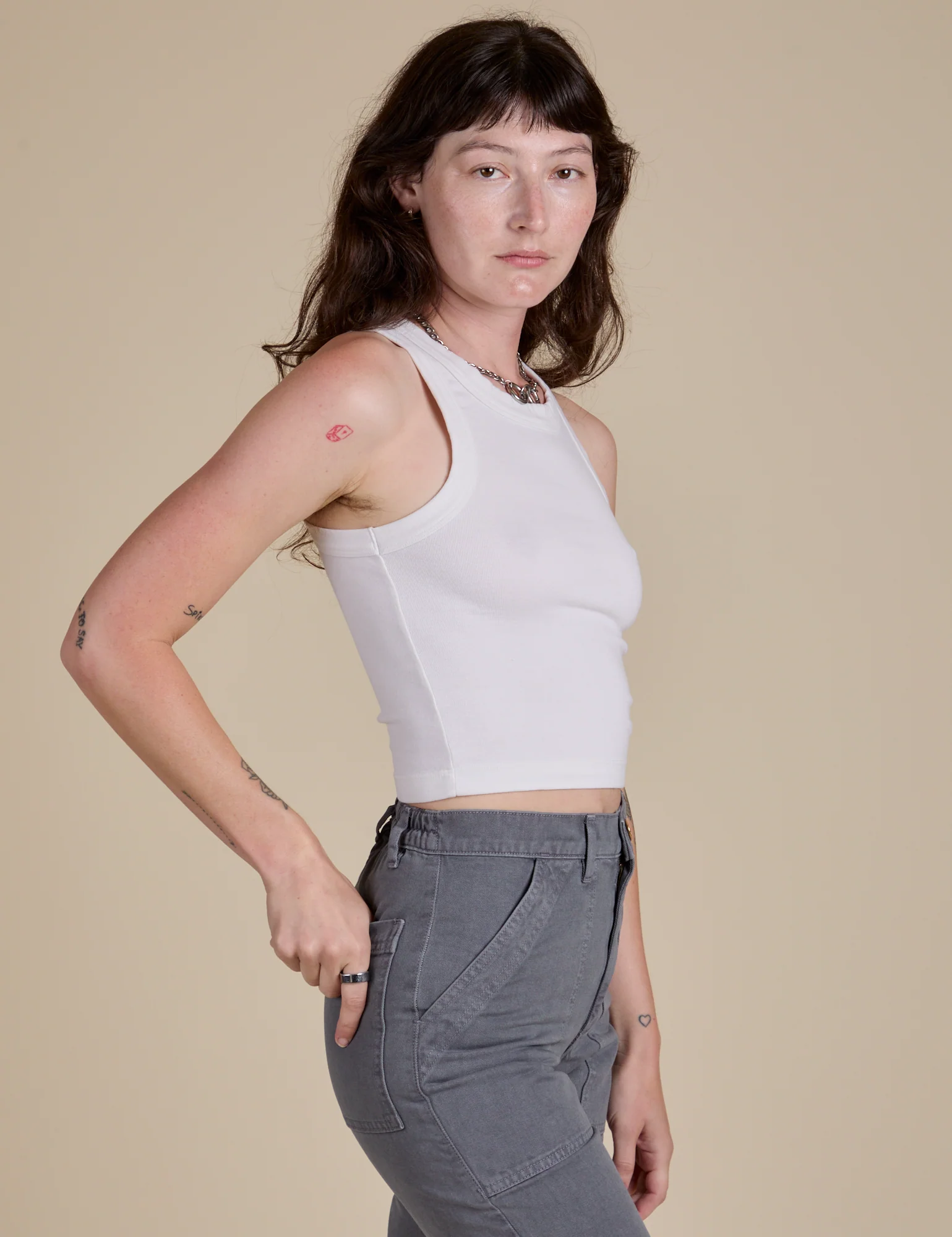 Racerback Tank - Vintage Tee White - Image 15