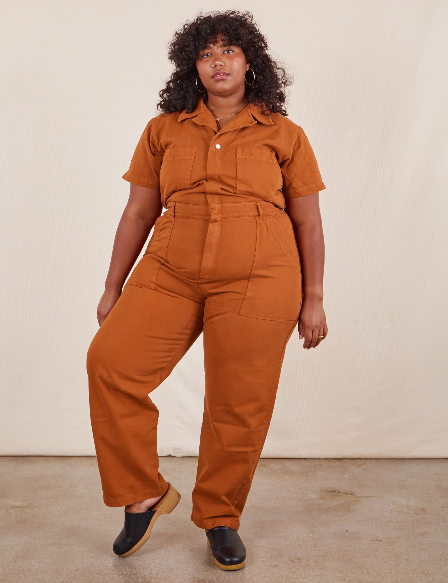 Short Sleeve Jumpsuit - Burnt Terracotta *FINAL SALE* - Image 12