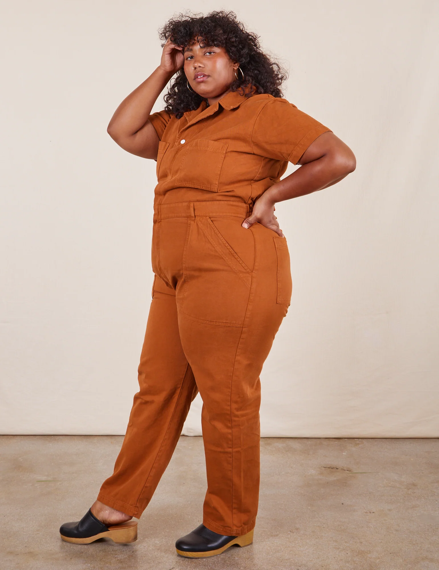 Short Sleeve Jumpsuit - Burnt Terracotta *FINAL SALE* - Image 14