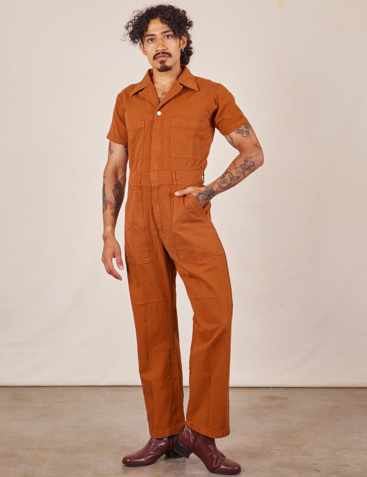 Short Sleeve Jumpsuit - Burnt Terracotta *FINAL SALE* - Image 20
