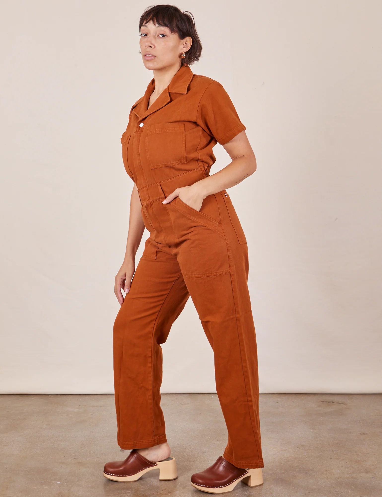 Short Sleeve Jumpsuit - Burnt Terracotta *FINAL SALE* - Image 27